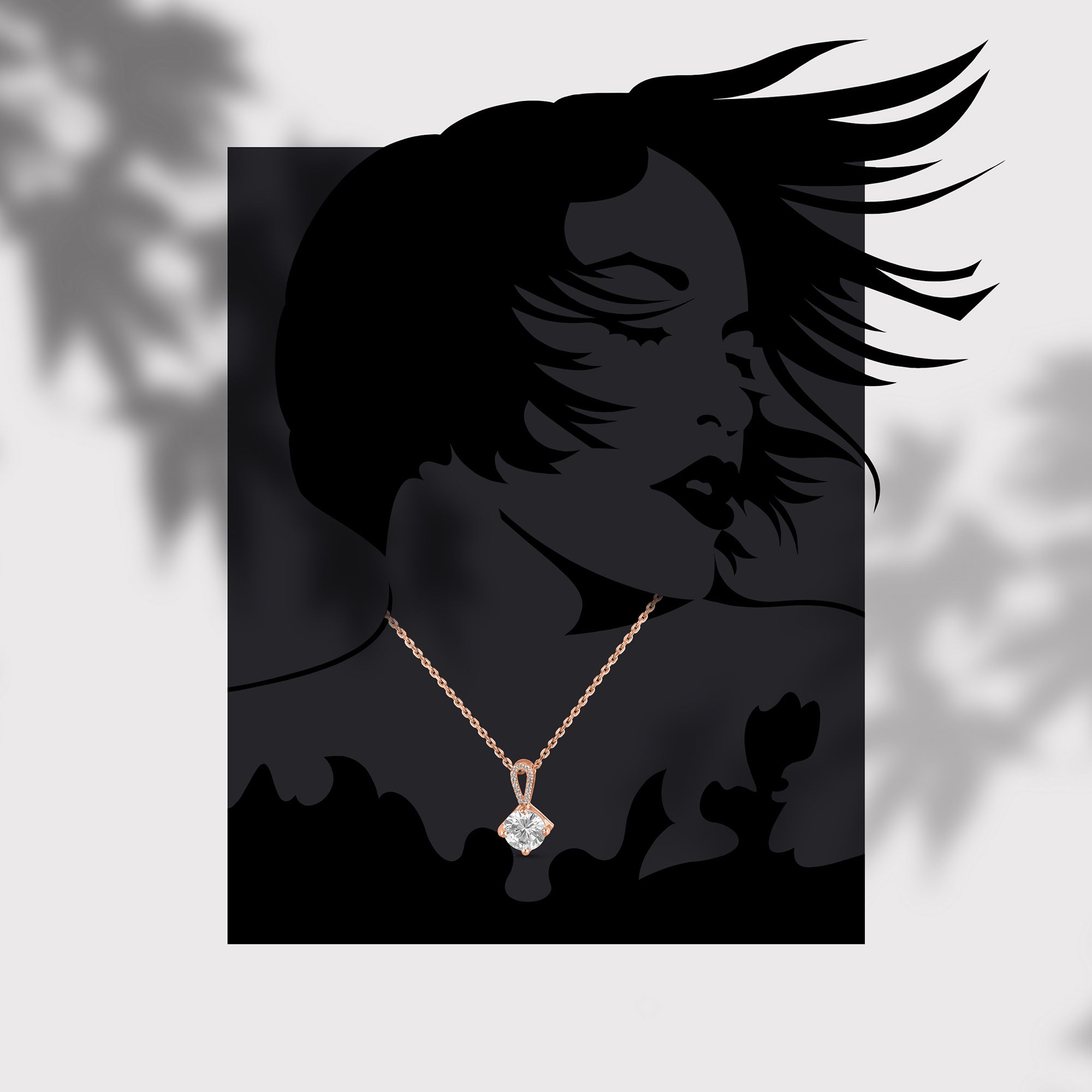 Round Solitaire Pendant Rose Gold|925 Sterling Silver