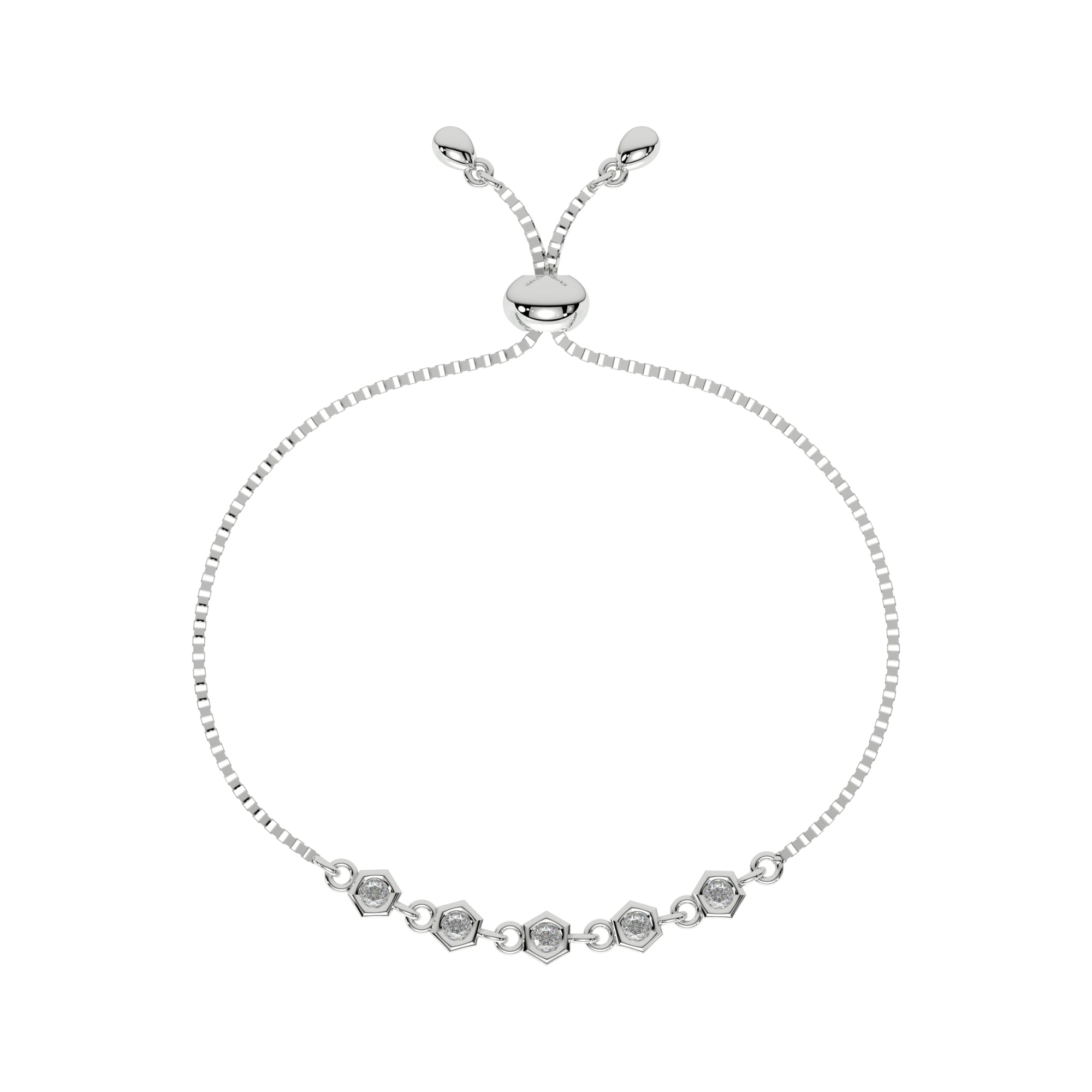 Silver Hexagon Diamond Bracelet