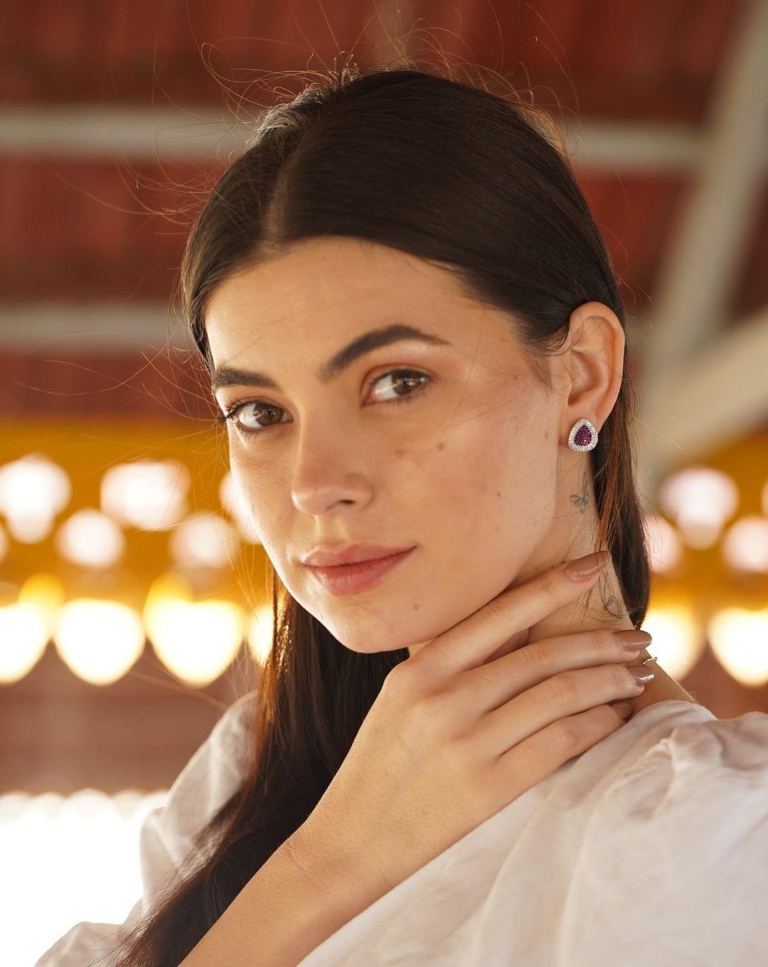 Heart Ruby Diamond Earring | 925 Sterling Silver