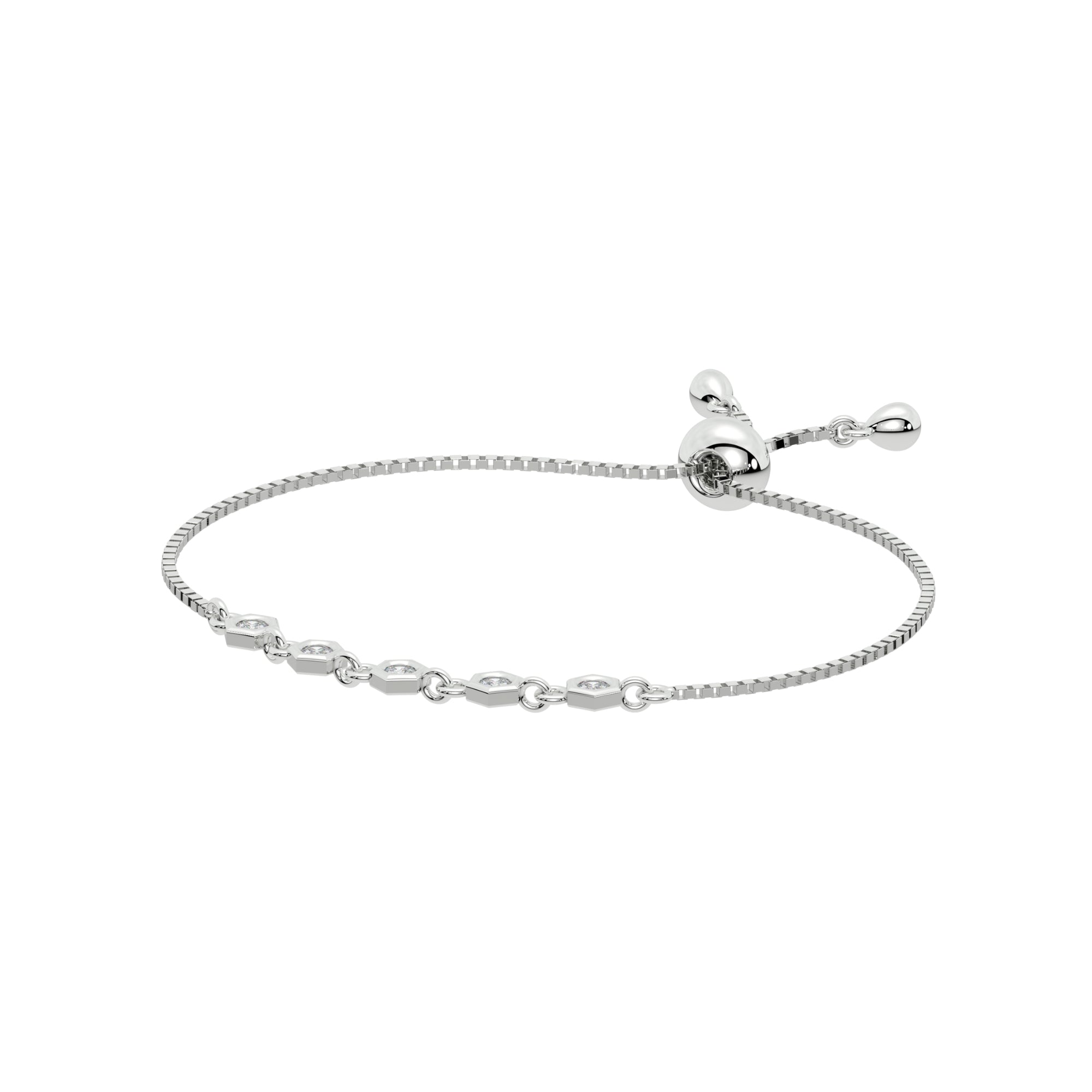 Silver Hexagon Diamond Bracelet