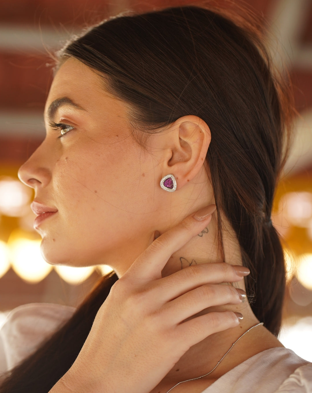 Heart Ruby Diamond Earring | 925 Sterling Silver