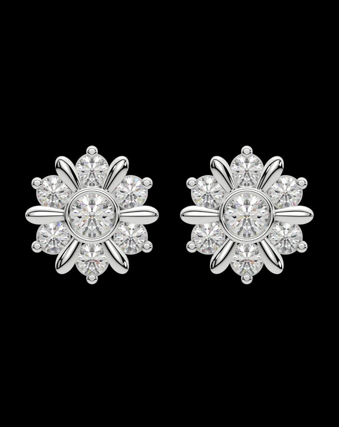 Silver Flower Round Earring