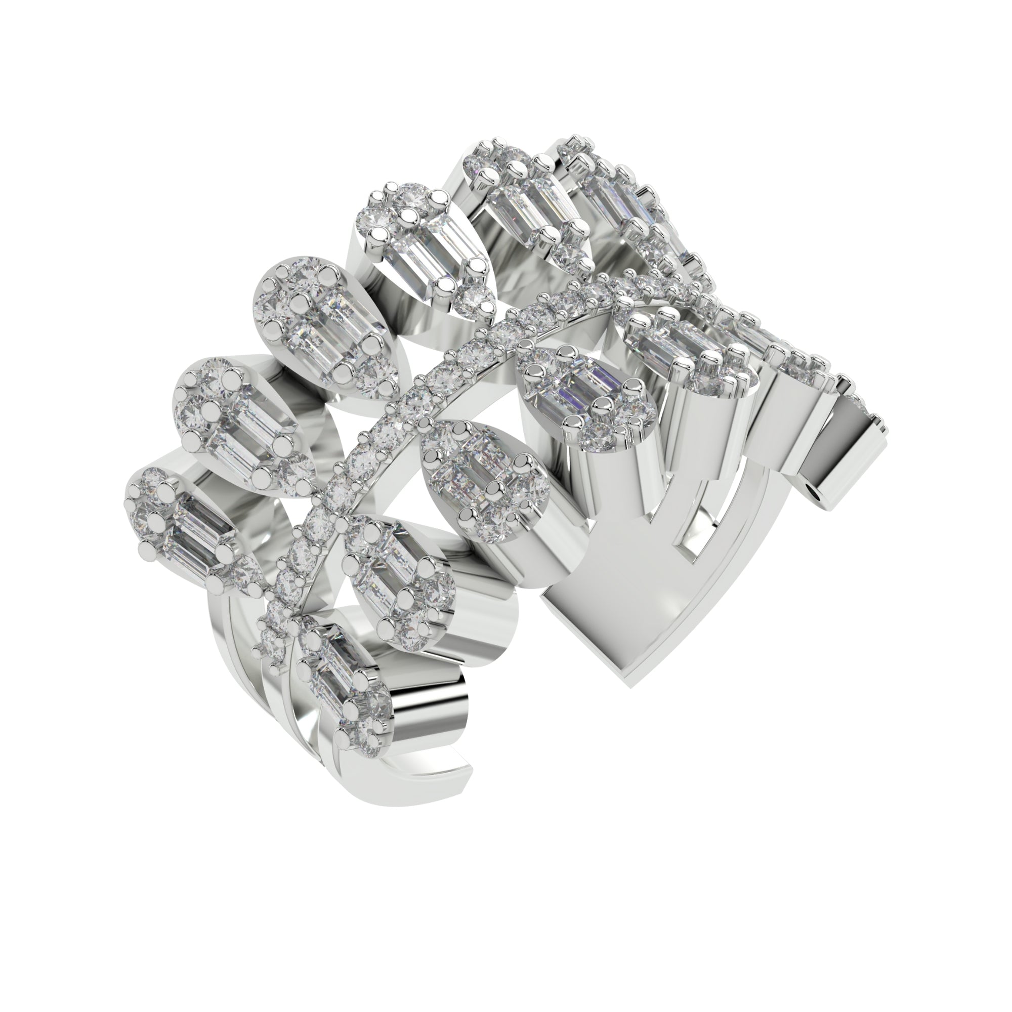 Silver Wedding Pear Diamond Band Ring