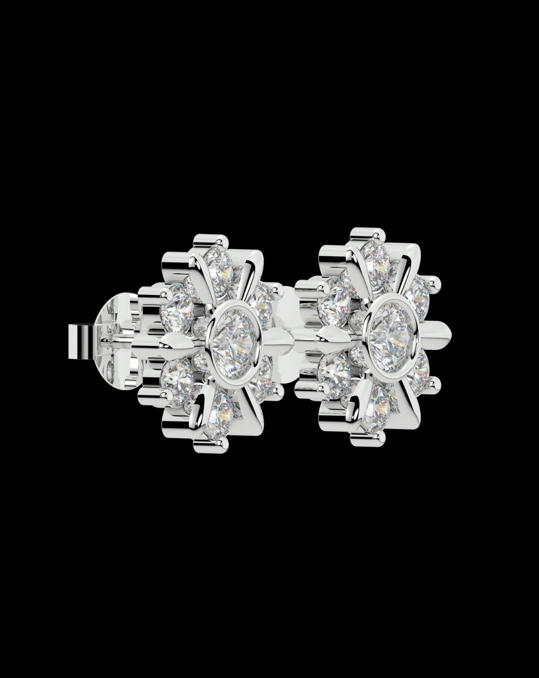 Silver Flower Round Earring