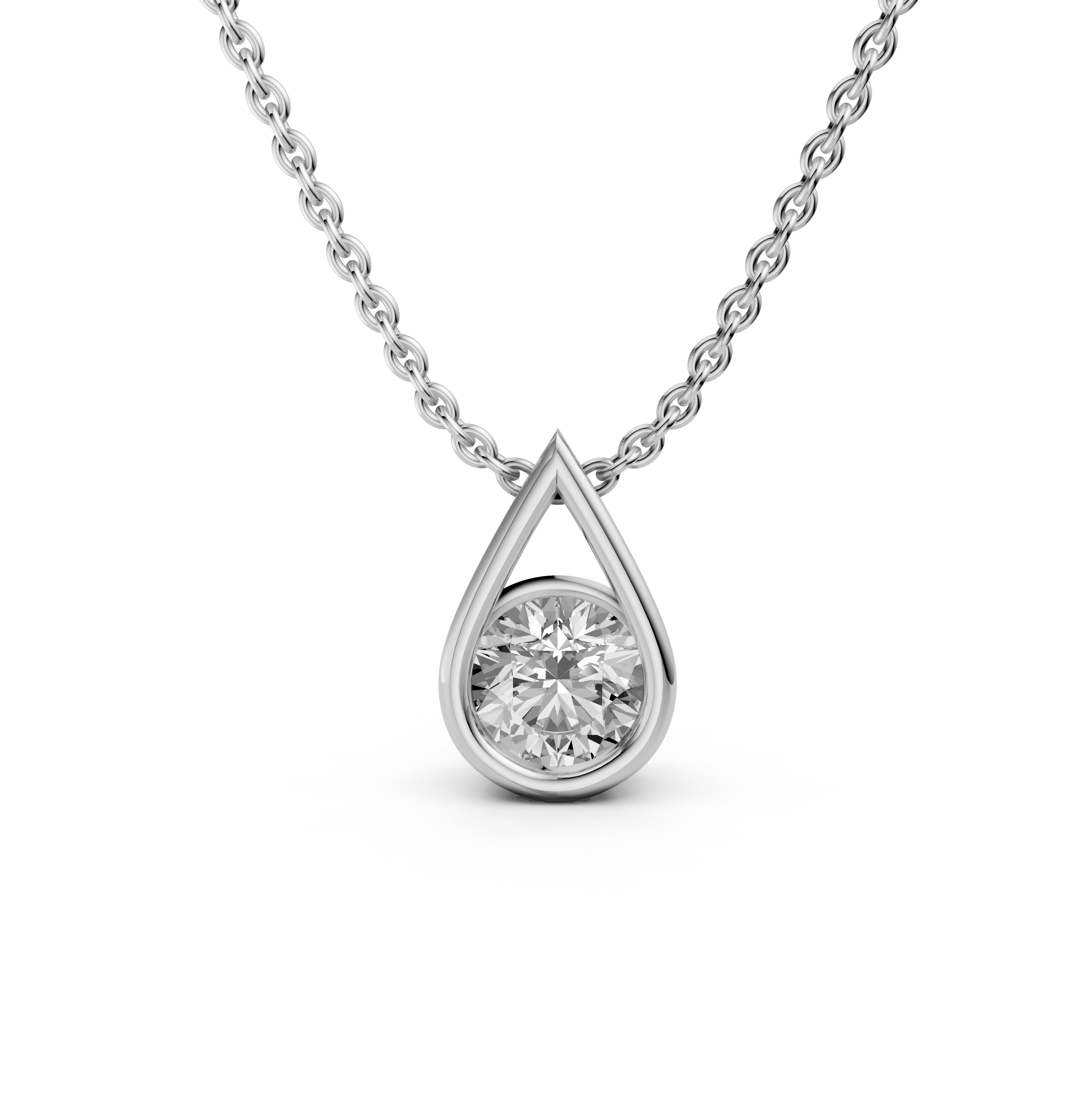 Solitaire Pear 925 Sterling silver Necklace | Silver Plating