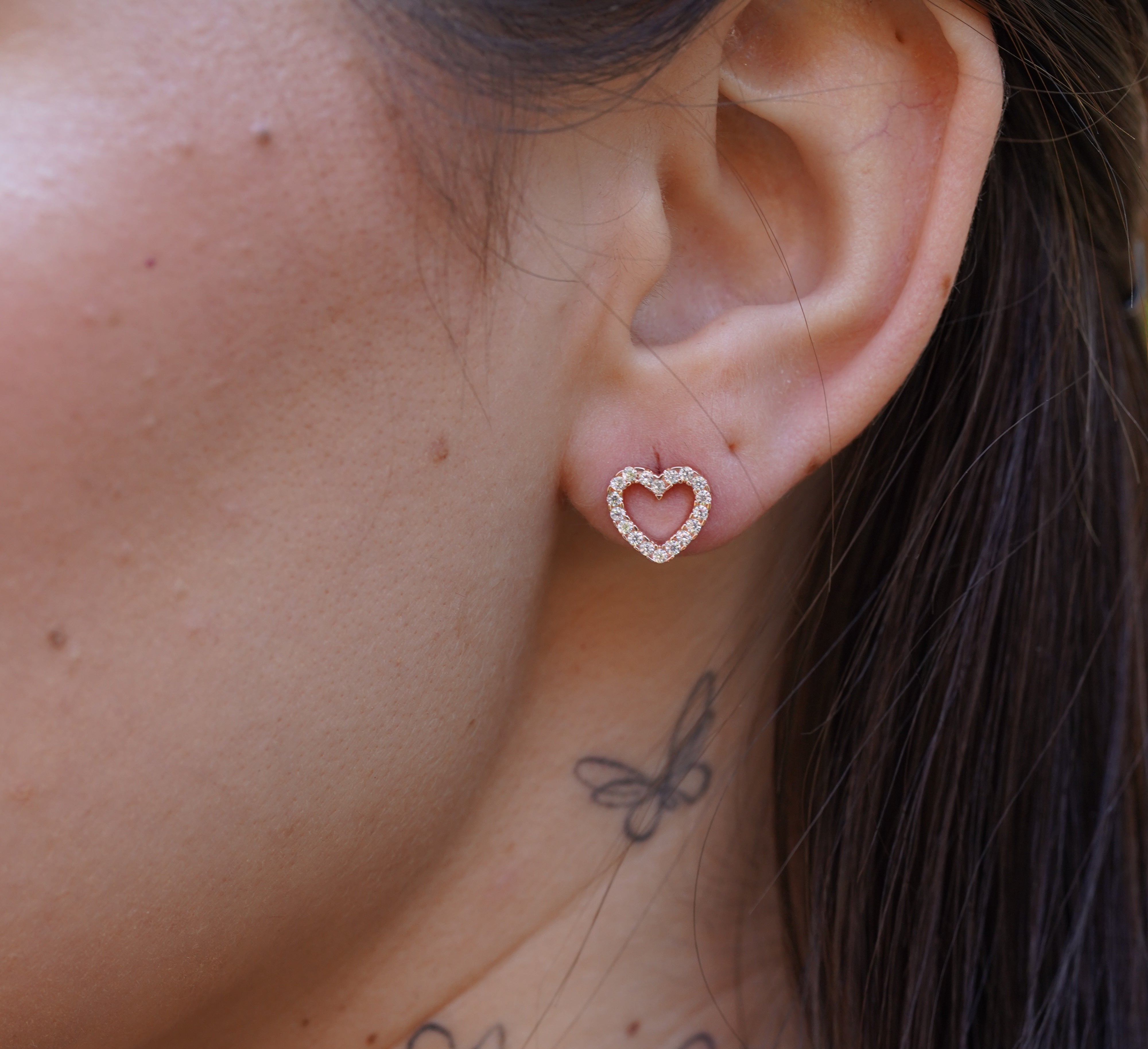 Rose Gold Double Heart Necklace & Earring Set for Women|925 Sterling Silver|Swiss Zircon