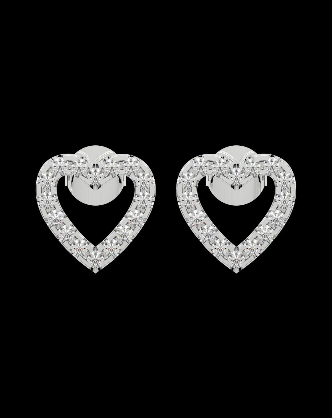 Silver Heart Diamond White Gold Earring