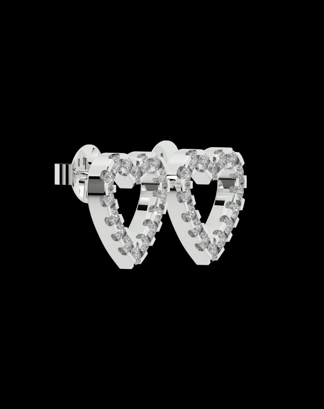 Silver Heart Diamond White Gold Earring