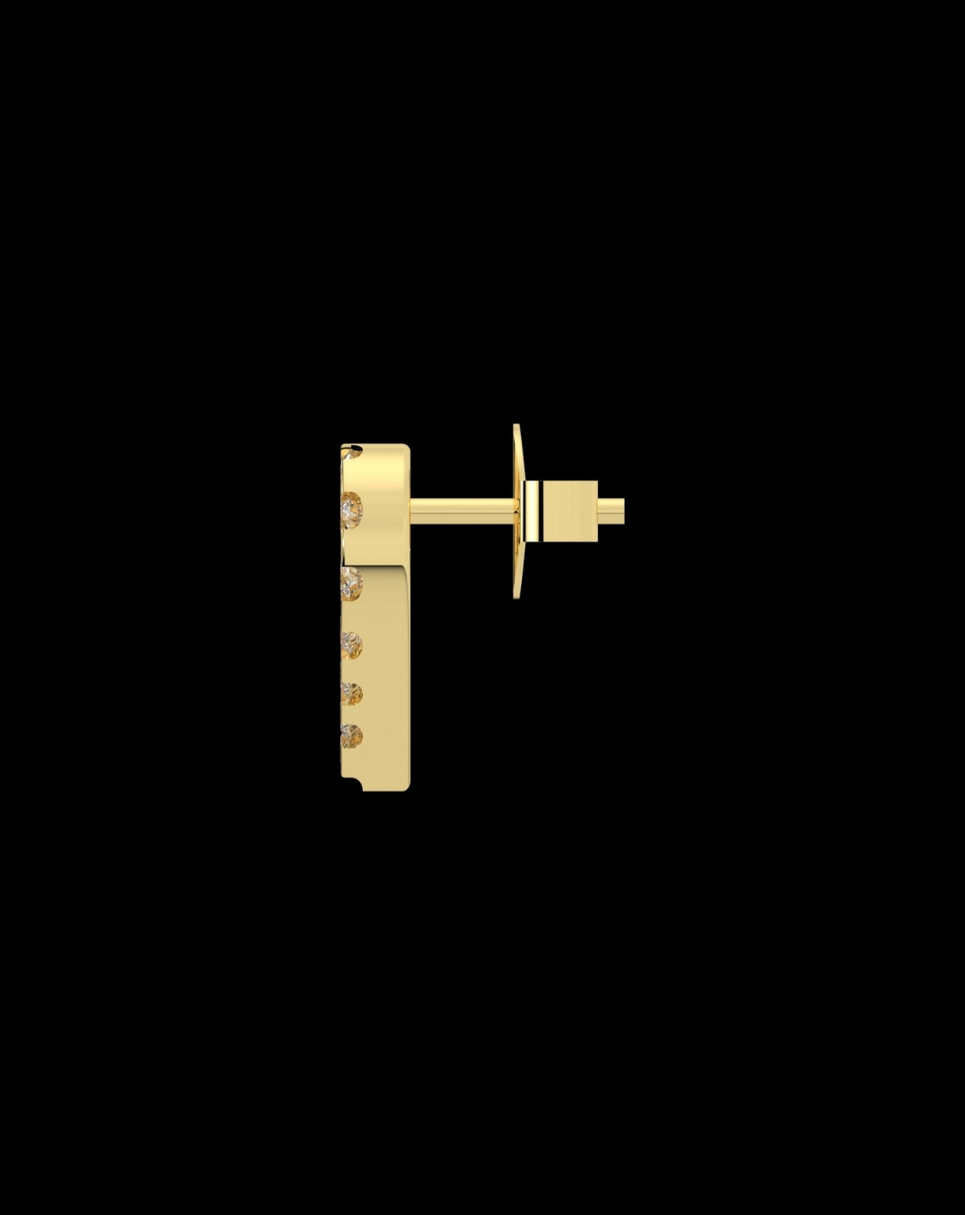Silver Heart Diamond Yellow Gold Earring