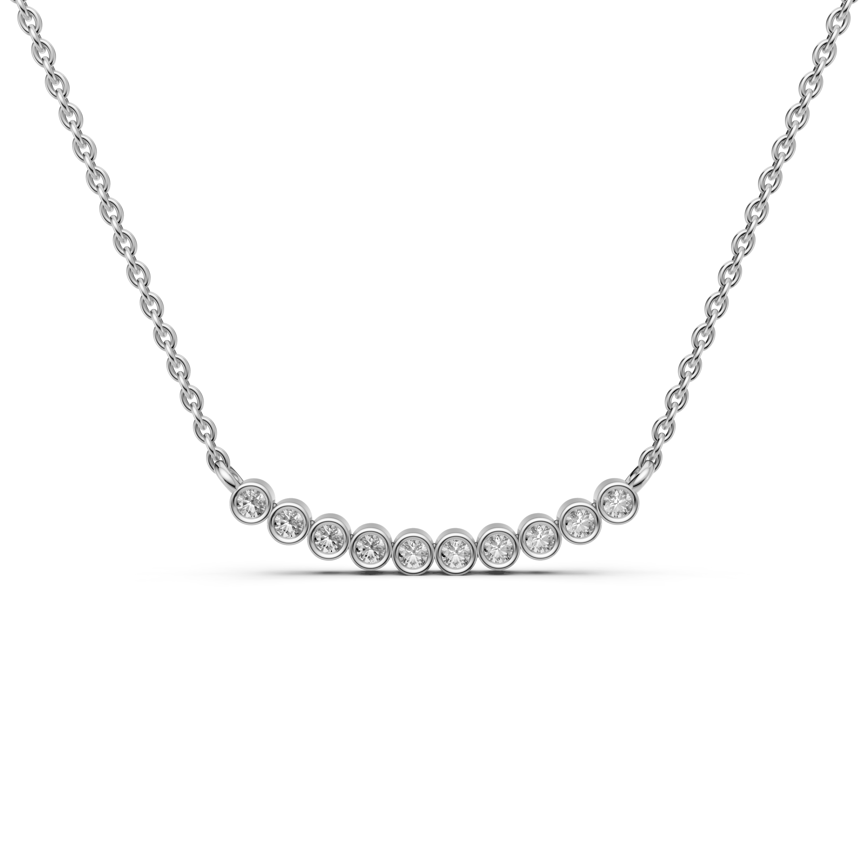 Curved Bar Diamond 925 sterling silver necklace