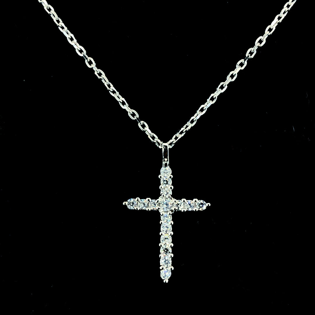 Cross Christian Pendant Necklace for Women - 925 Sterling Silver