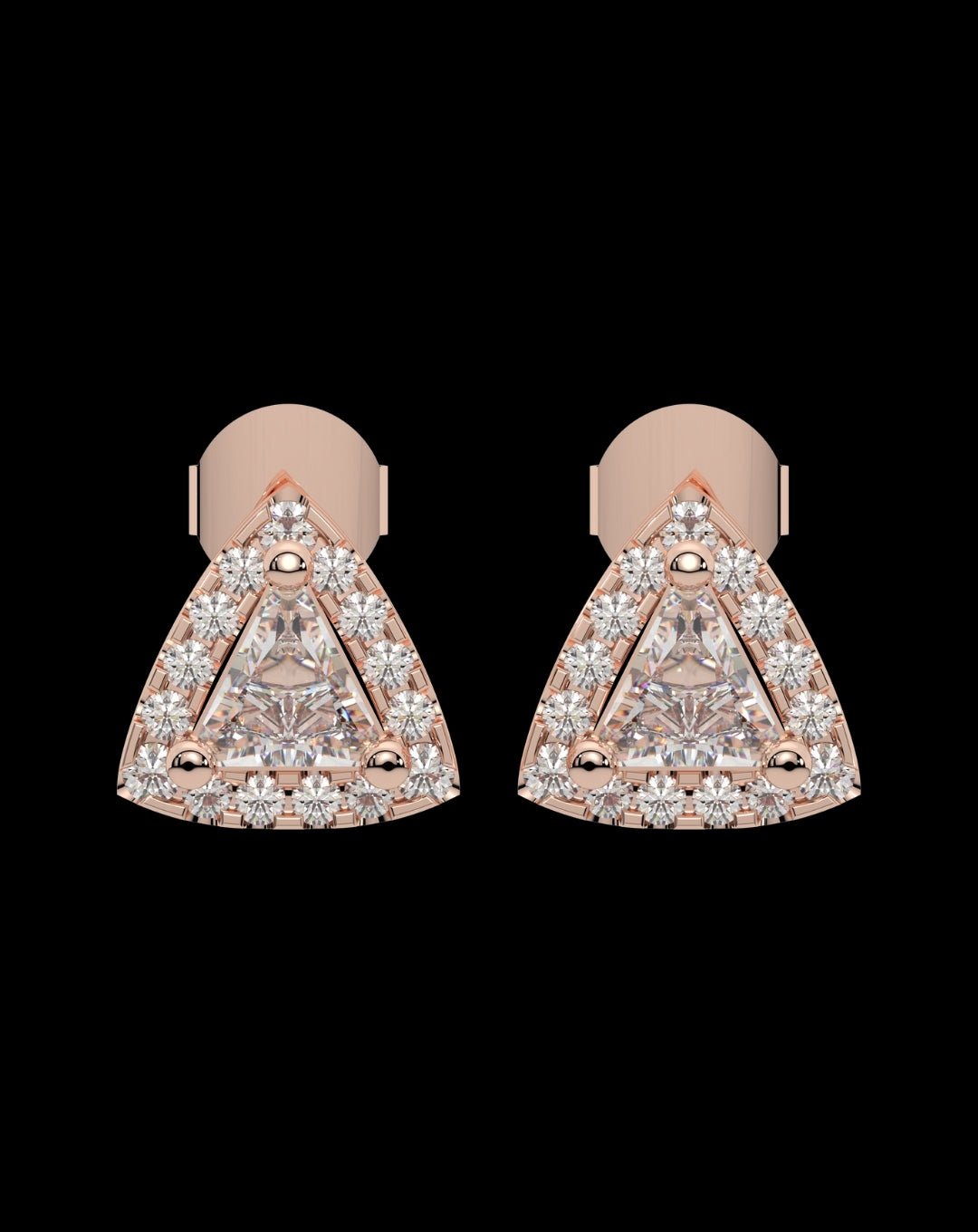Silver Triangle Stud Rose Gold