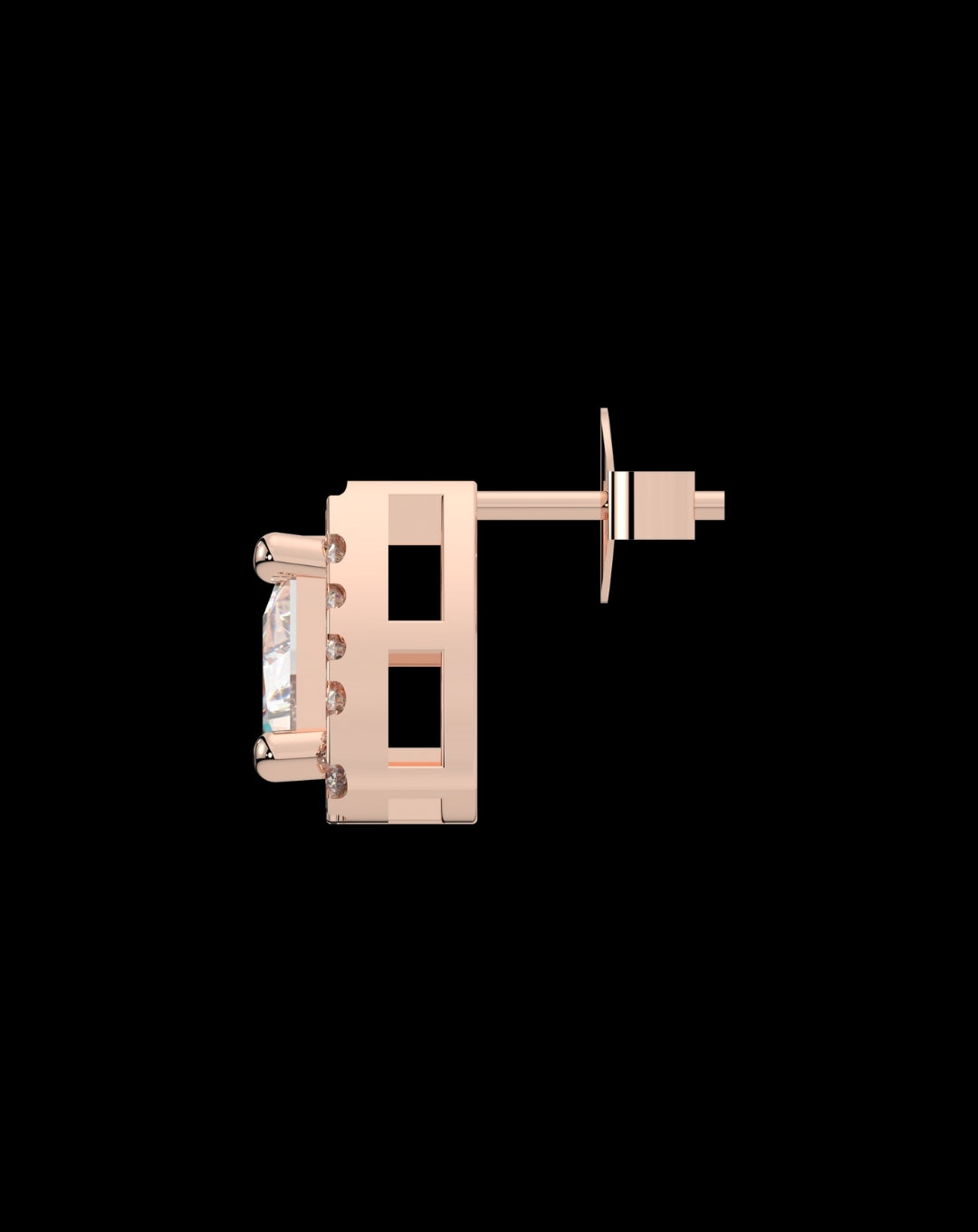 Silver Triangle Stud Rose Gold