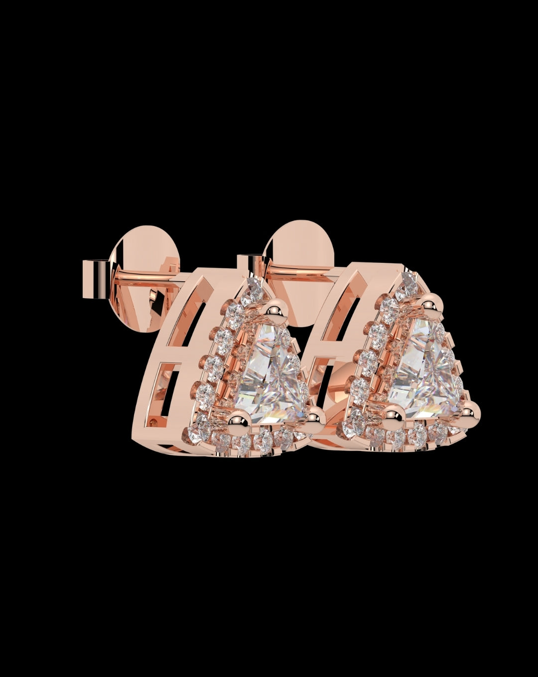 Silver Triangle Stud Rose Gold