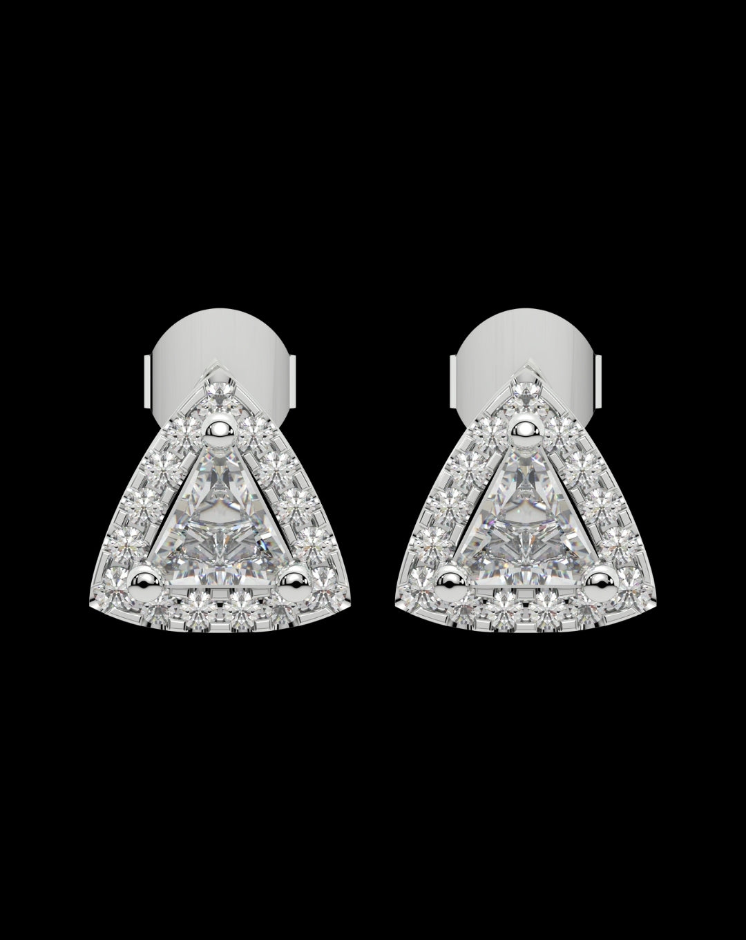 Silver Triangle Stud White Gold