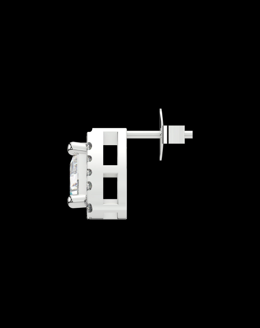 Silver Triangle Stud White Gold