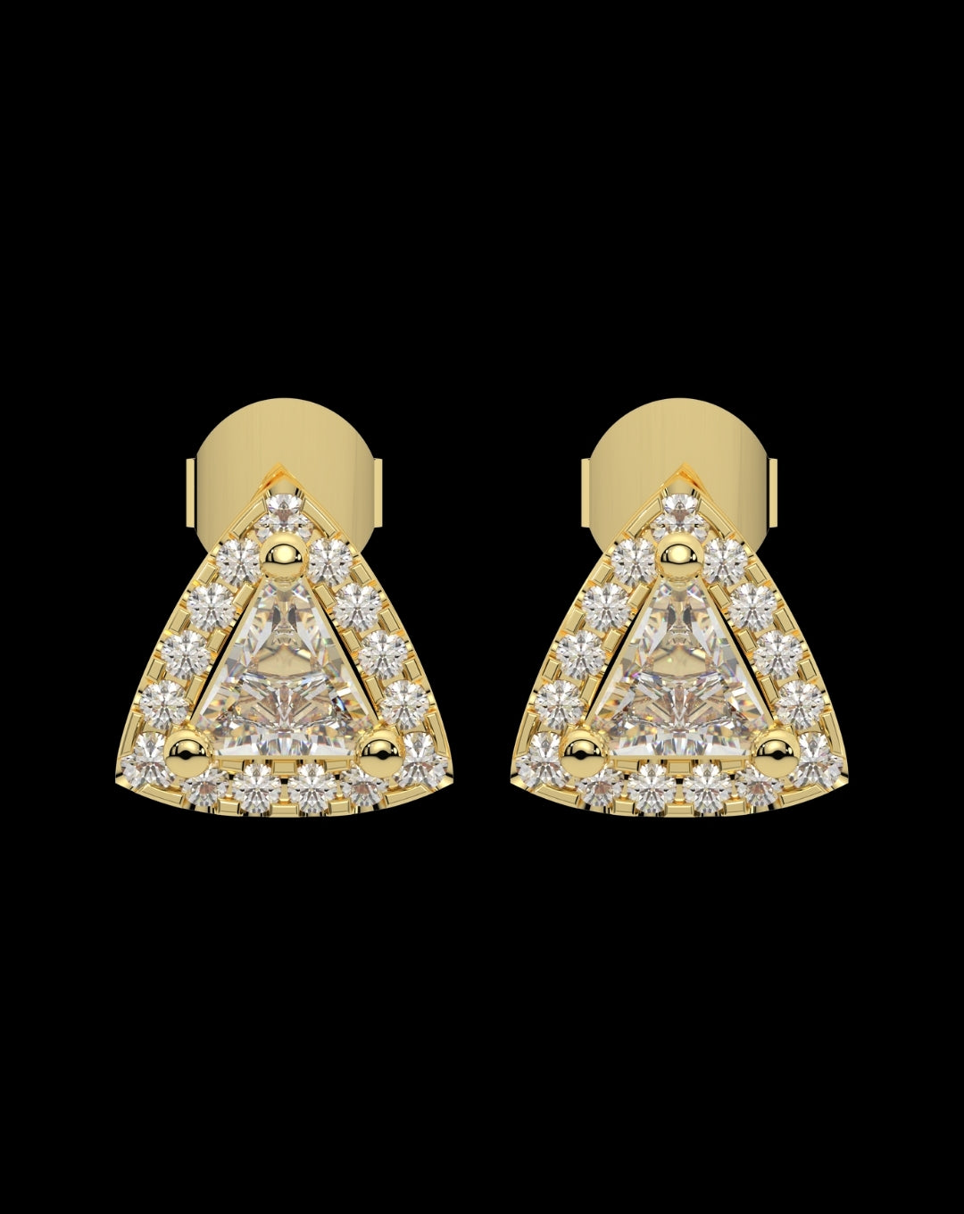 Silver Triangle Stud Yellow Gold
