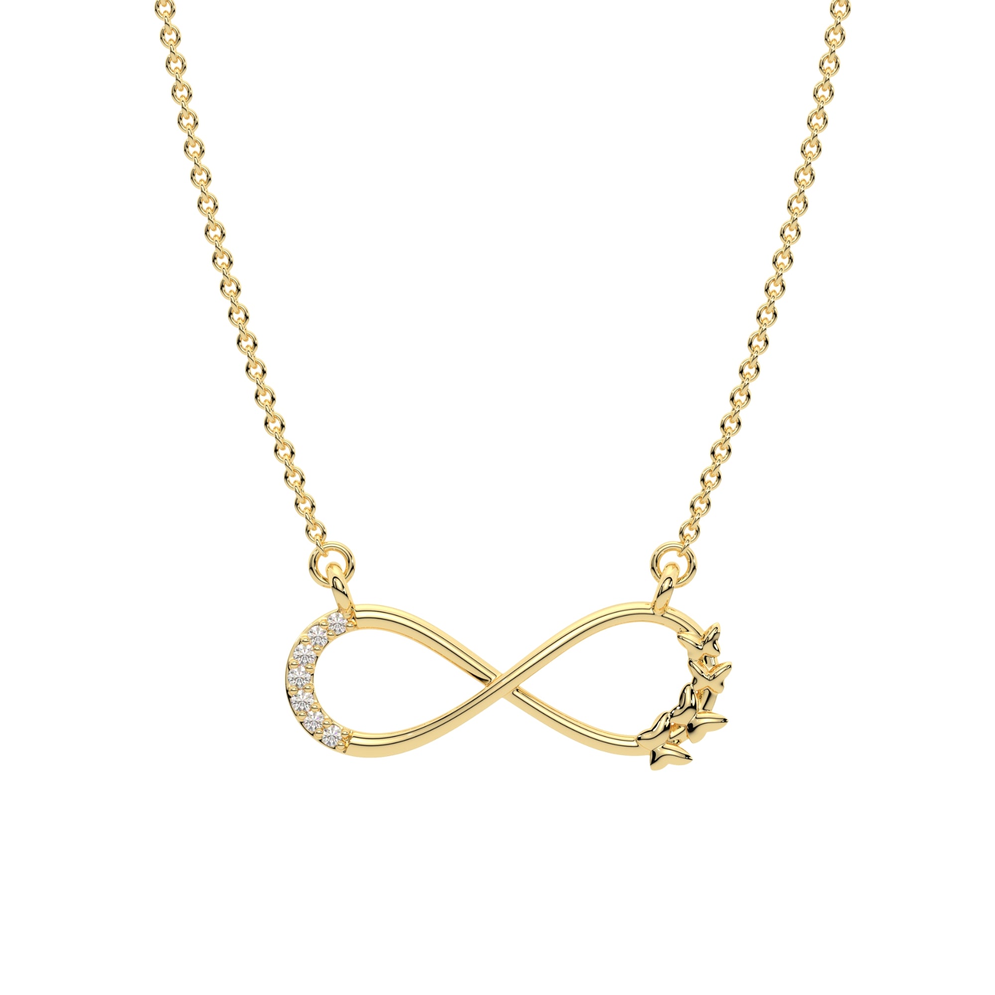 Infinity Butterfly Necklace 925 Silver Yellow Gold