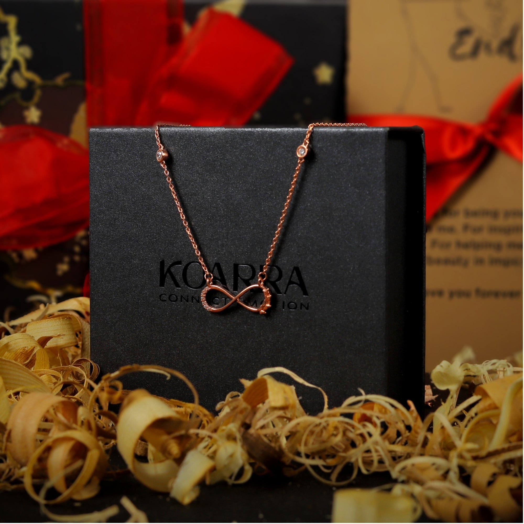 Koarra|Rose gold Infinity 925 Sterling silver necklace|Swiss Zircon - Main Image