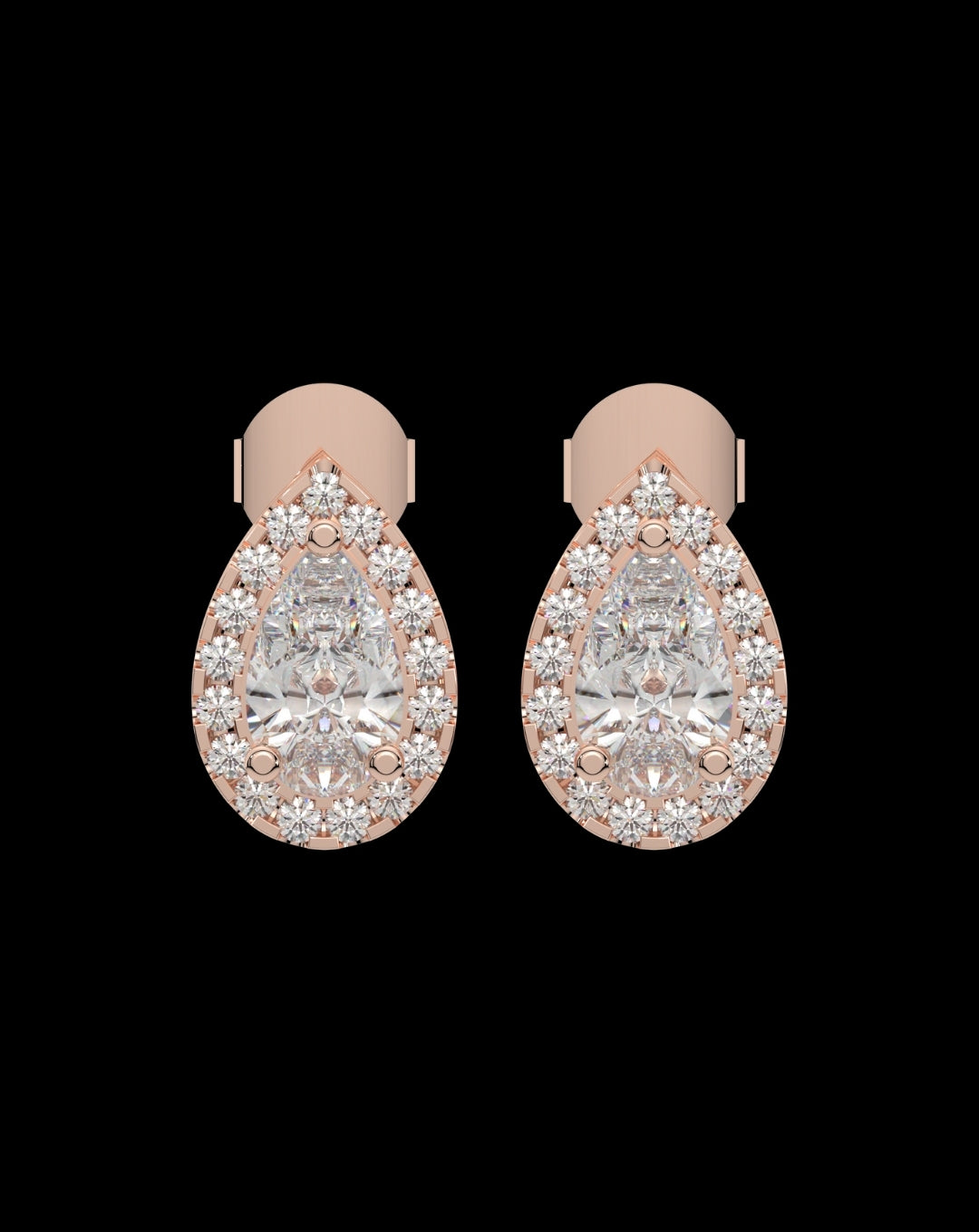 Silver 925 Pear Stud Rose Gold
