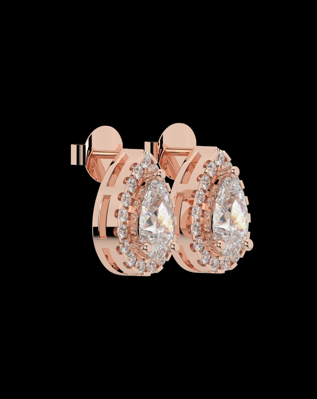 Silver 925 Pear Stud Rose Gold