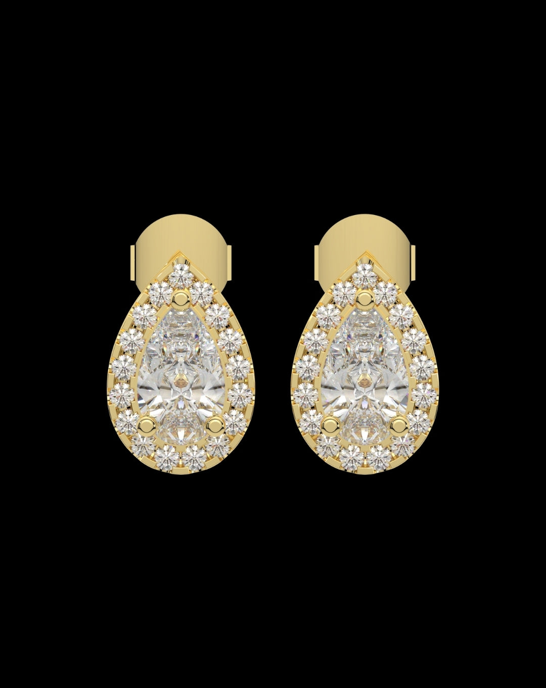 Silver 925 Pear Stud Yellow Gold