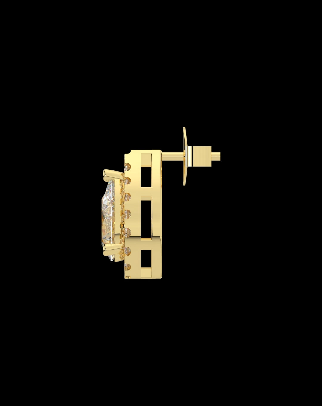 Silver 925 Pear Stud Yellow Gold