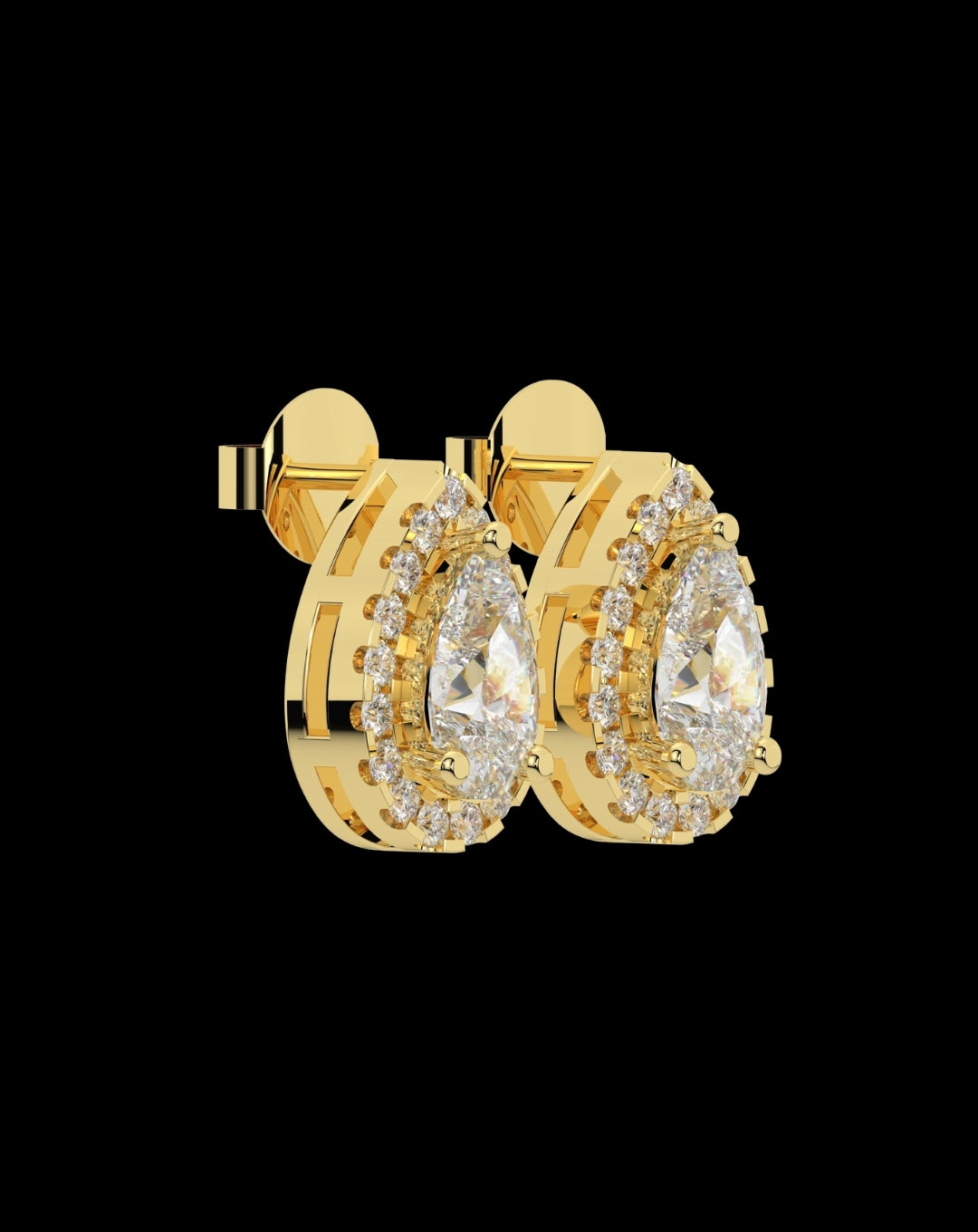 Silver 925 Pear Stud Yellow Gold