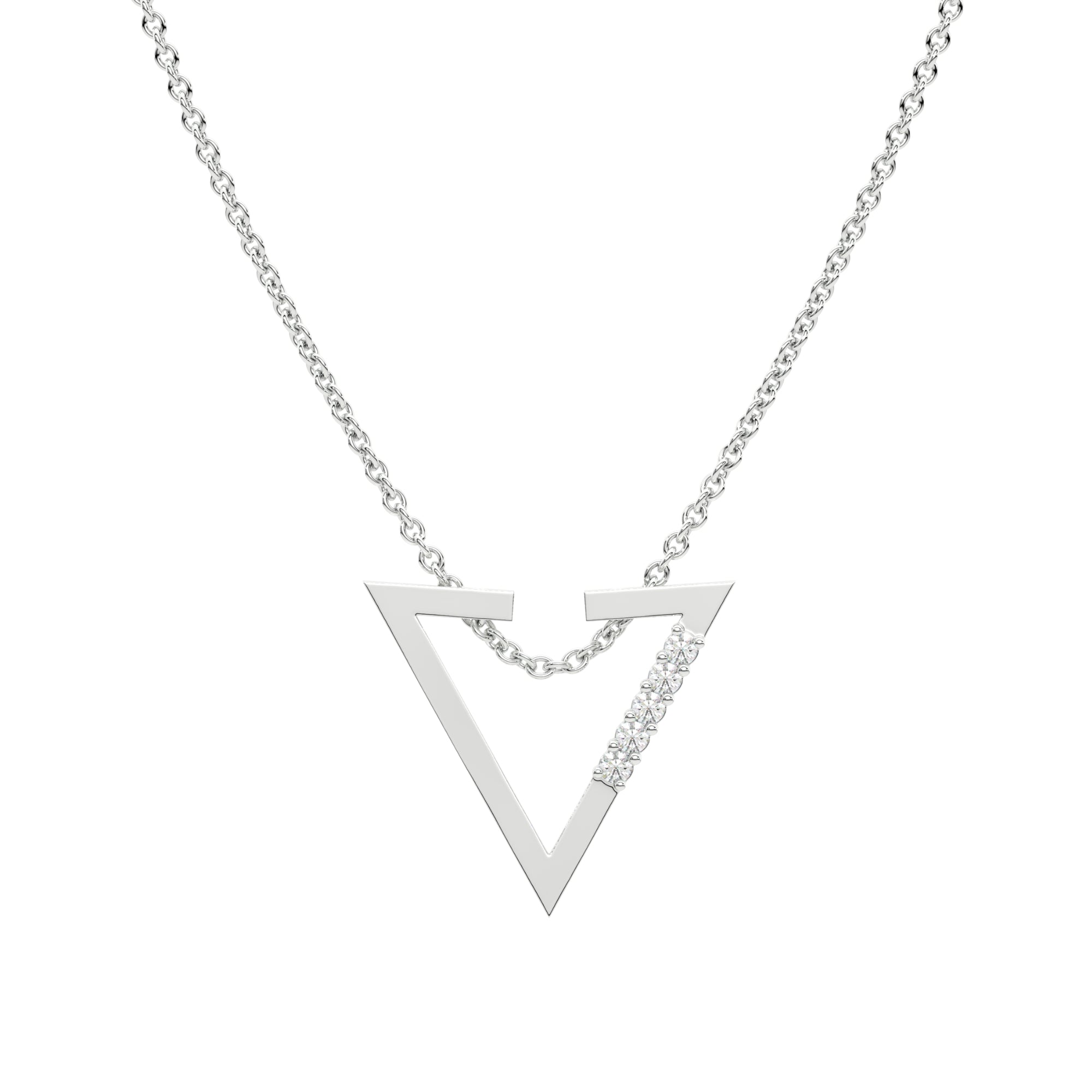 Triangle Chevron Necklace 925 Sterling Silver White Gold Plated
