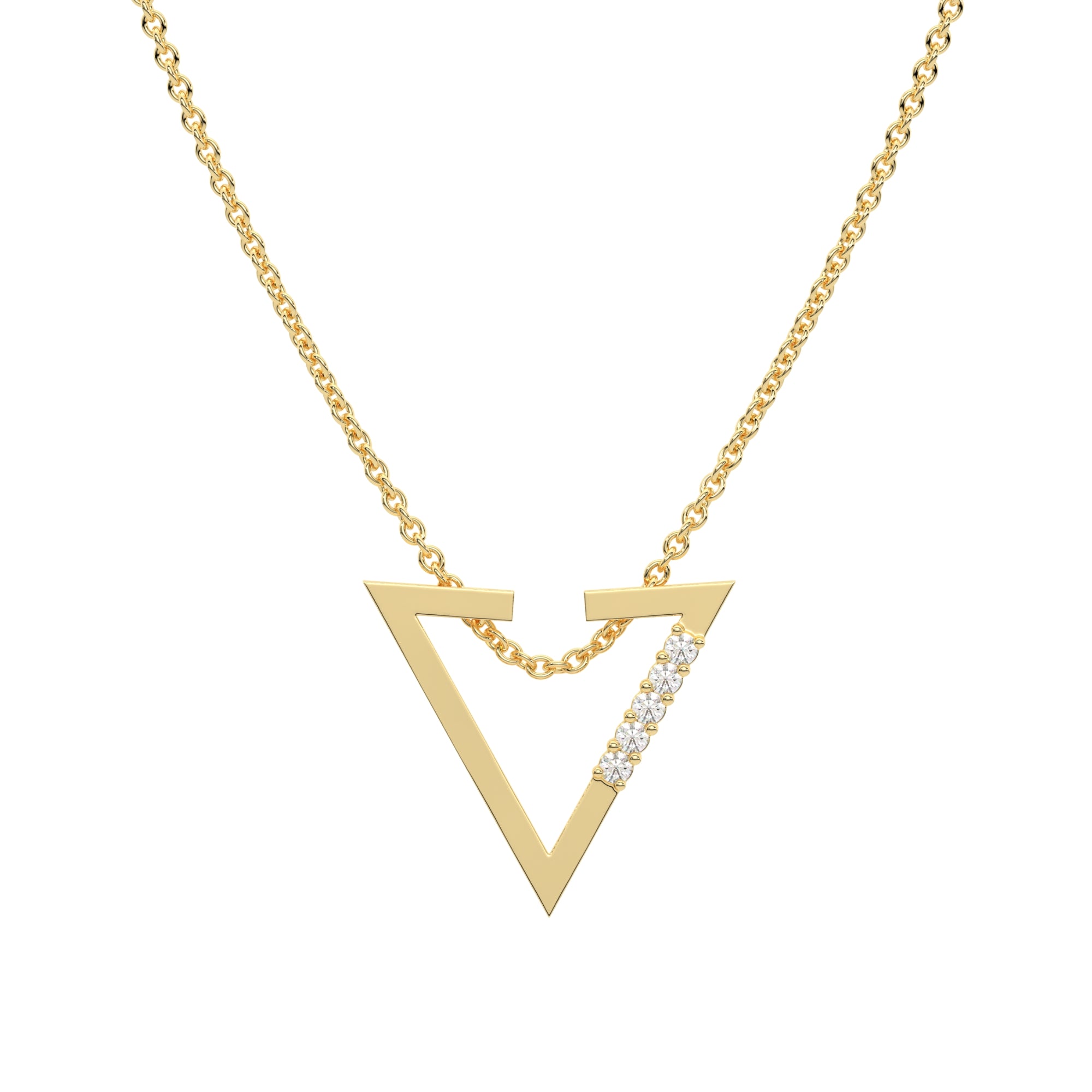 Triangle Chevron Necklace 925 Sterling Silver Yellow gold