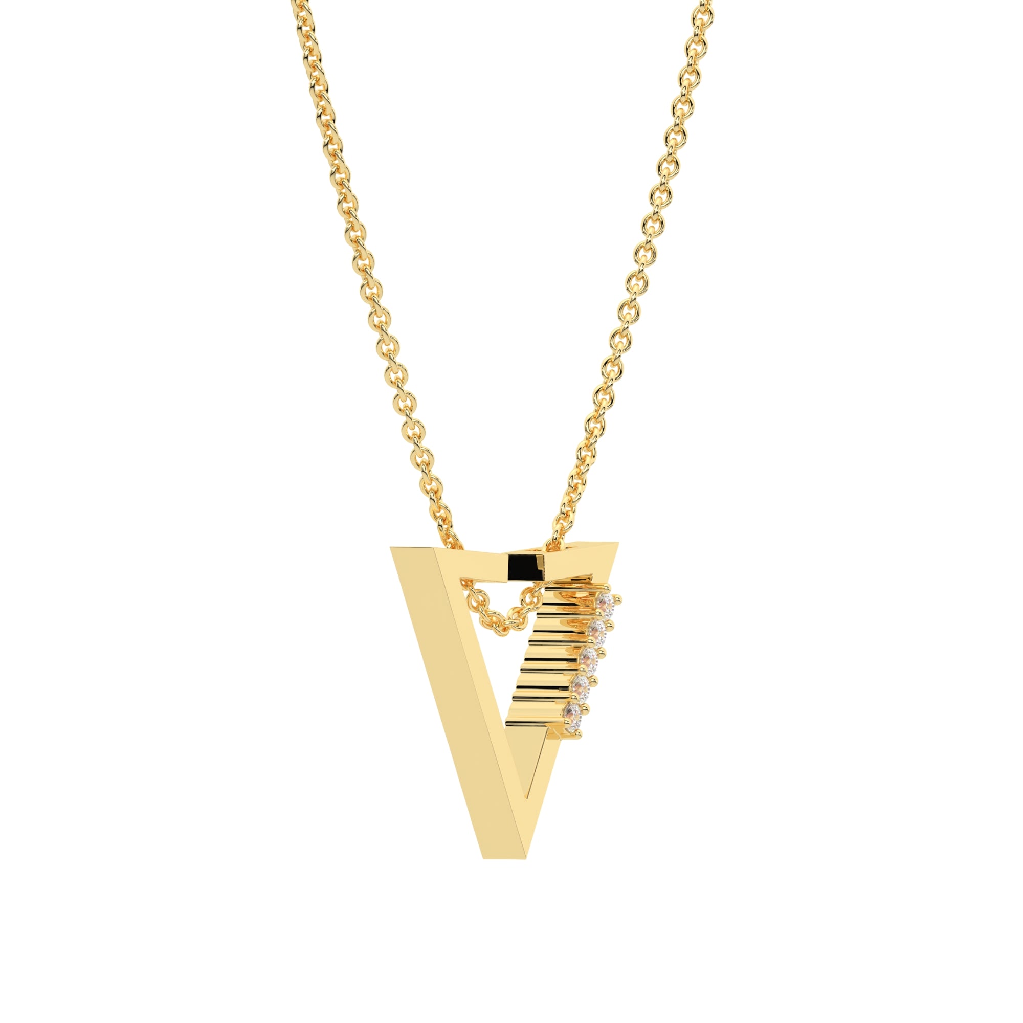 Triangle Chevron Necklace 925 Sterling Silver Yellow gold