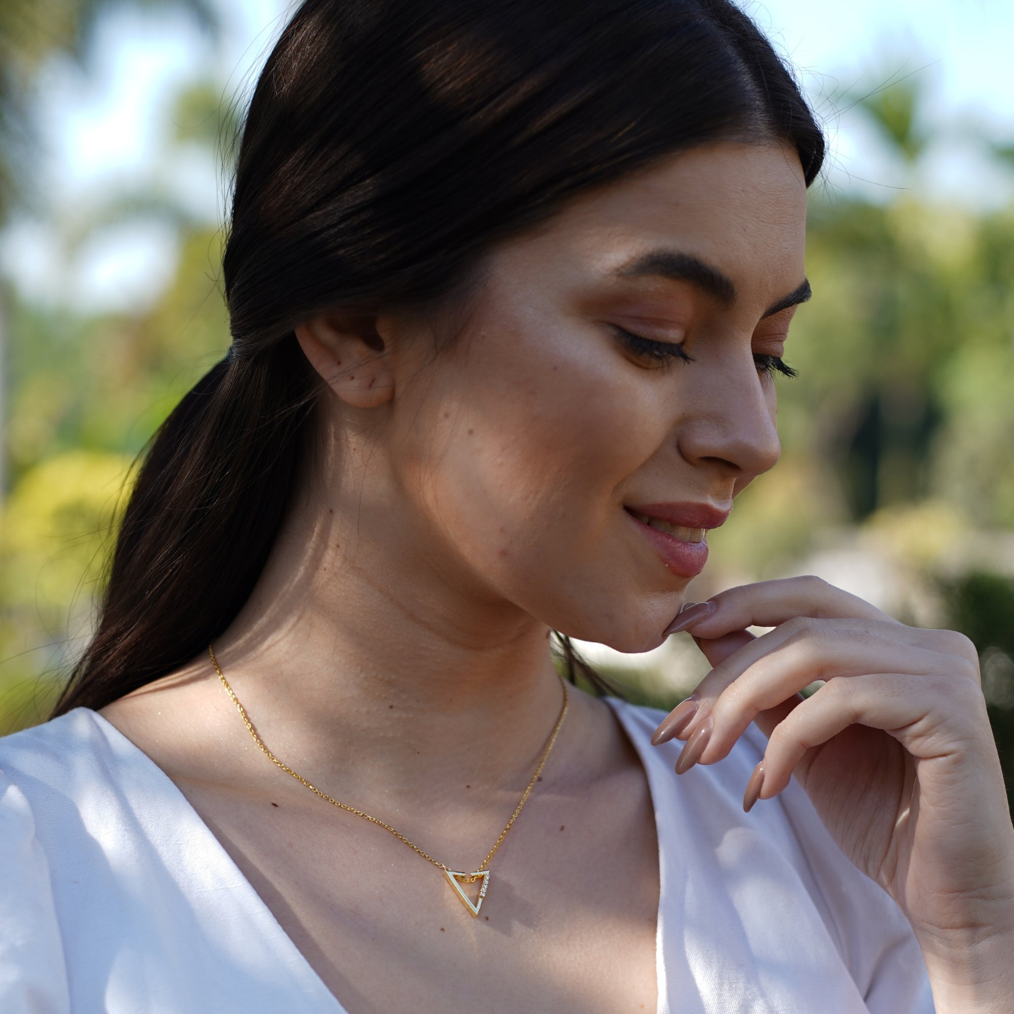 Triangle Chevron Necklace 925 Sterling Silver Yellow gold