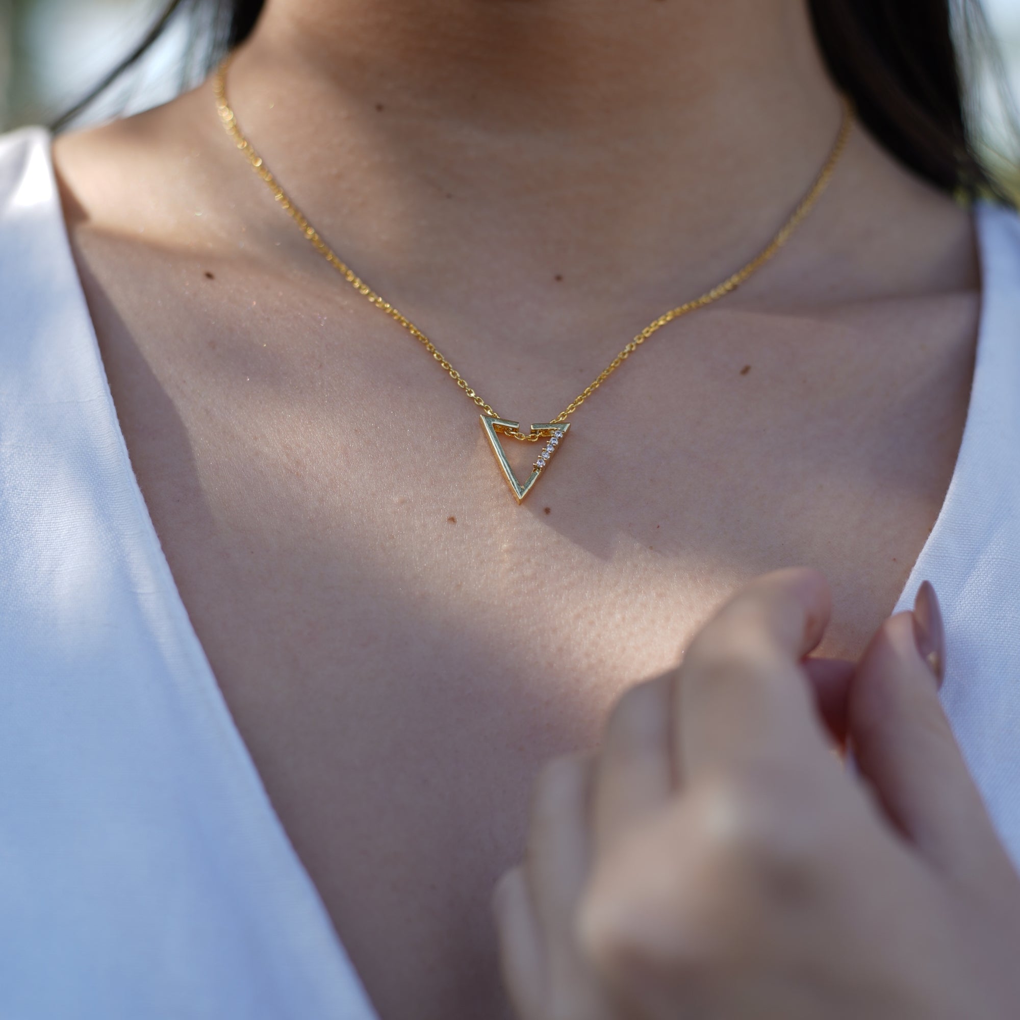 Triangle Chevron Necklace 925 Sterling Silver Yellow gold