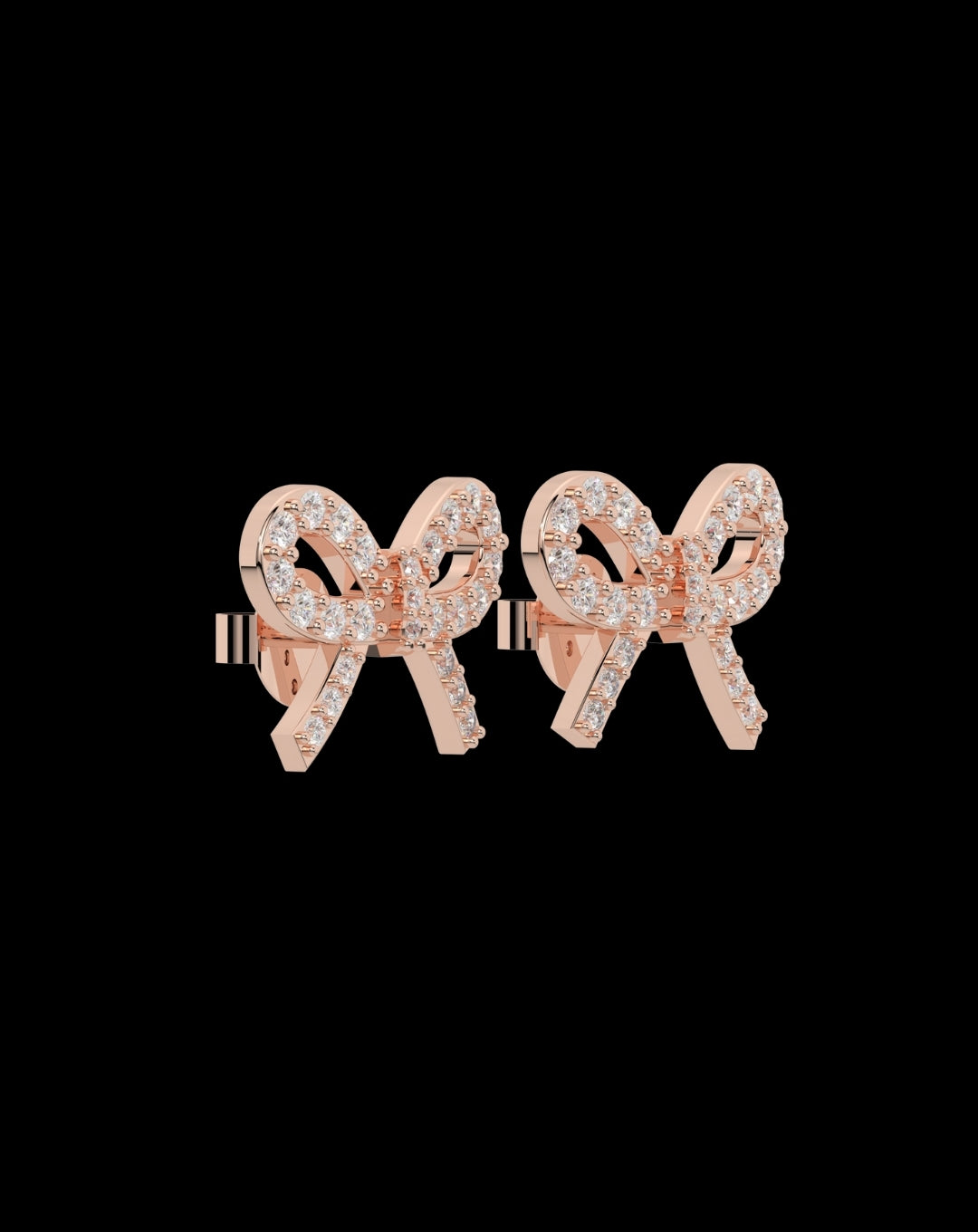 Sterling Silver Bow Butterfly Earring Rose Gold