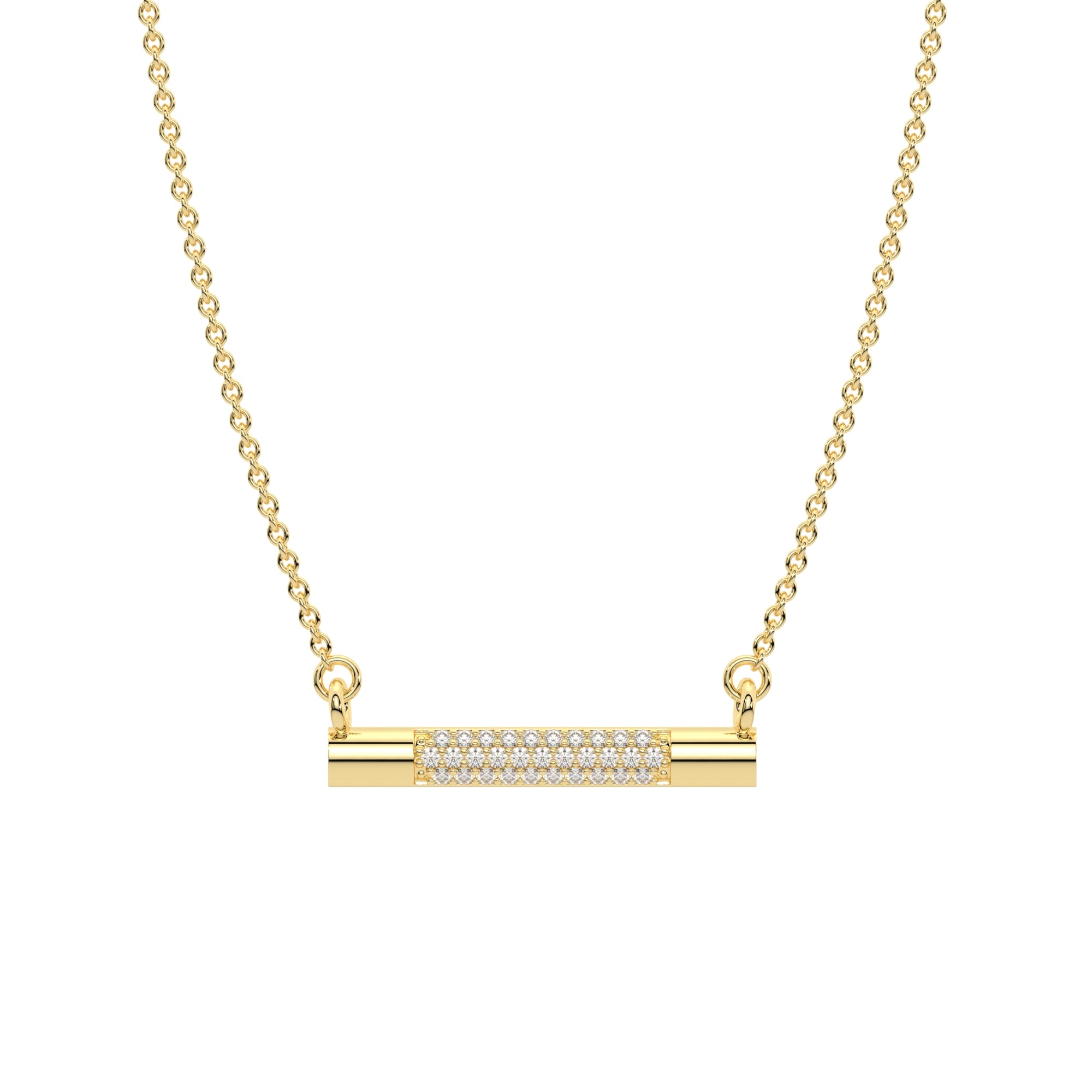 Diamond Bar 925 Sterling Silver Necklace Yellow Gold