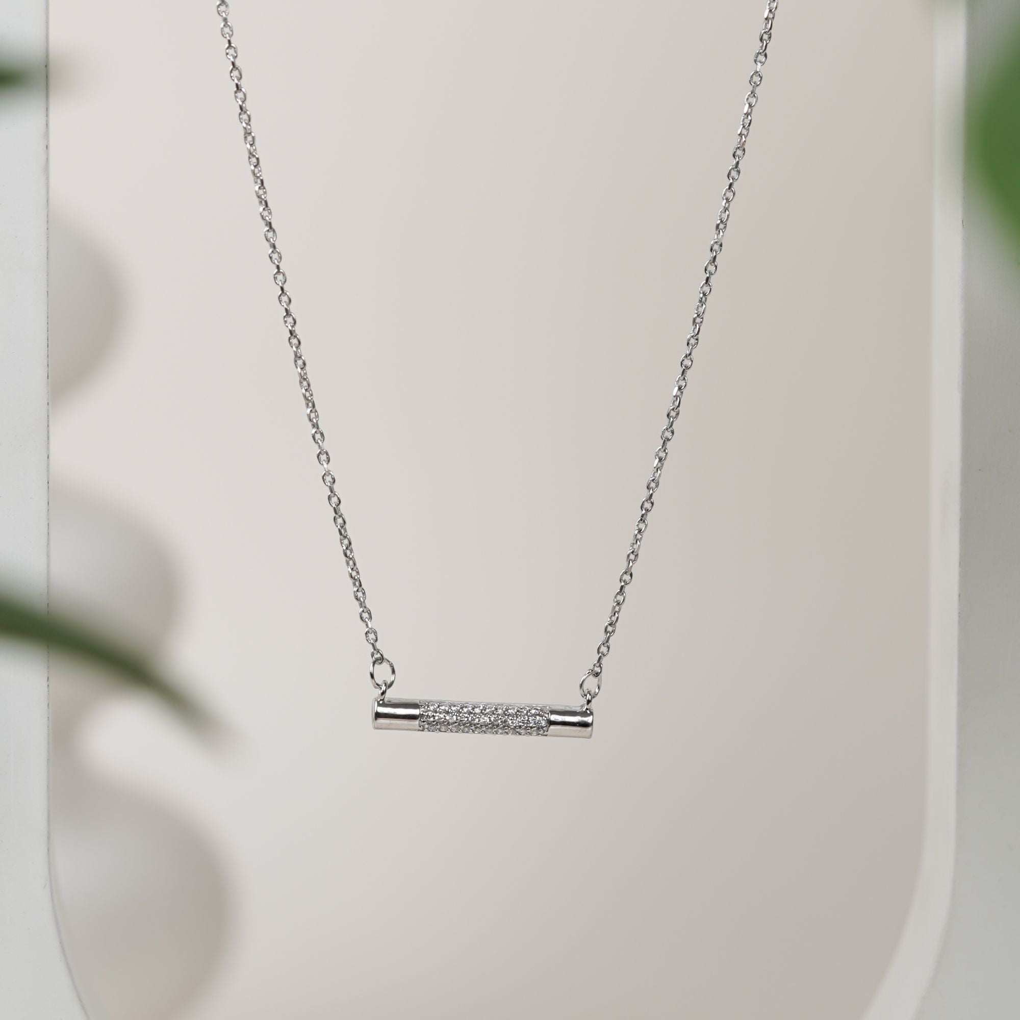 Diamond Bar 925 sterling silver Necklace