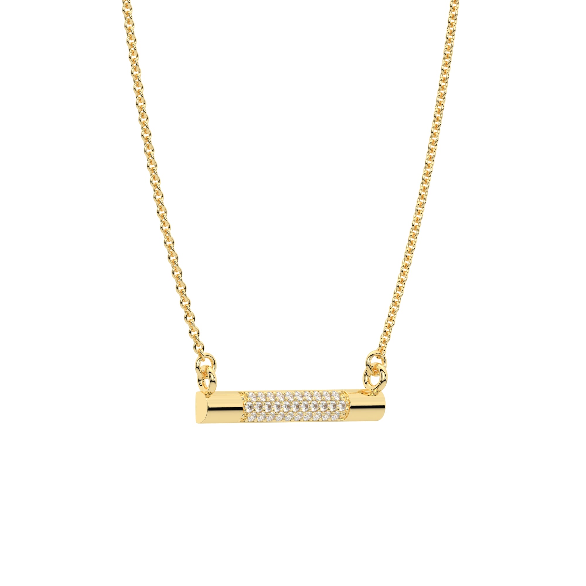 Diamond Bar 925 Sterling Silver Necklace Yellow Gold