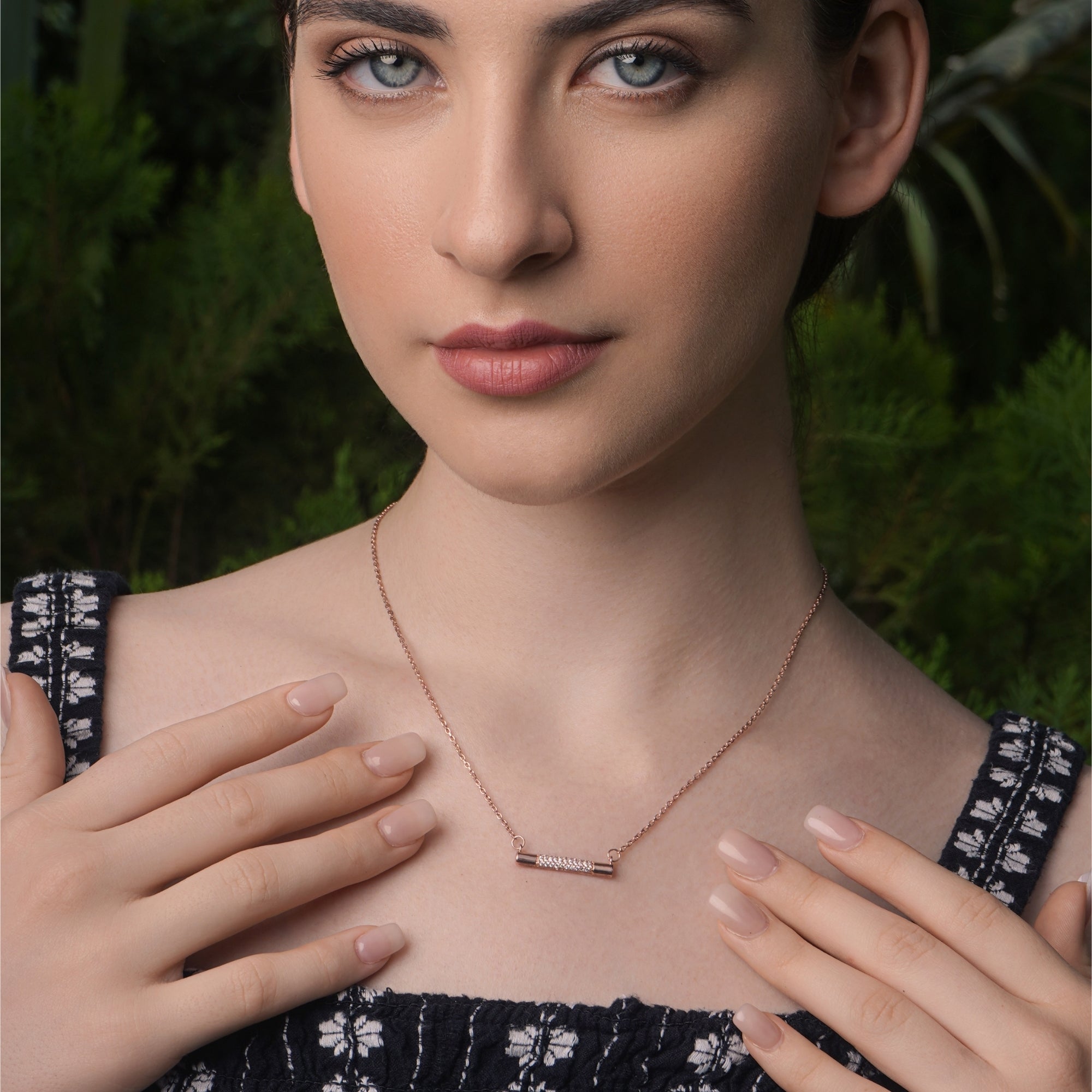 Diamond Bar 925 sterling silver Necklace