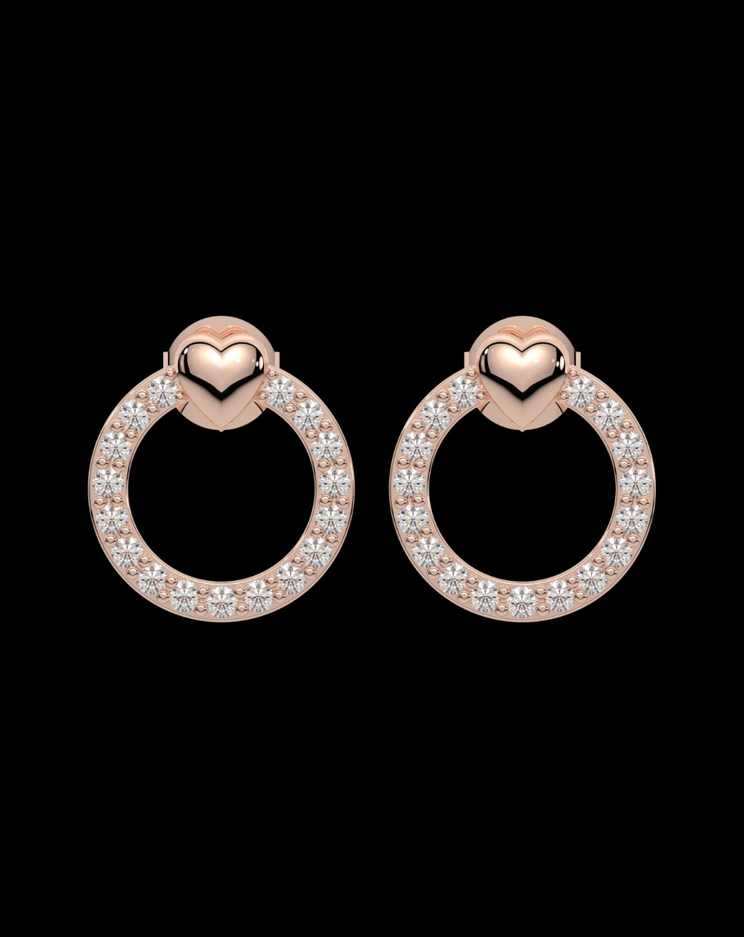 Silver Round Heart Dot Rose Gold