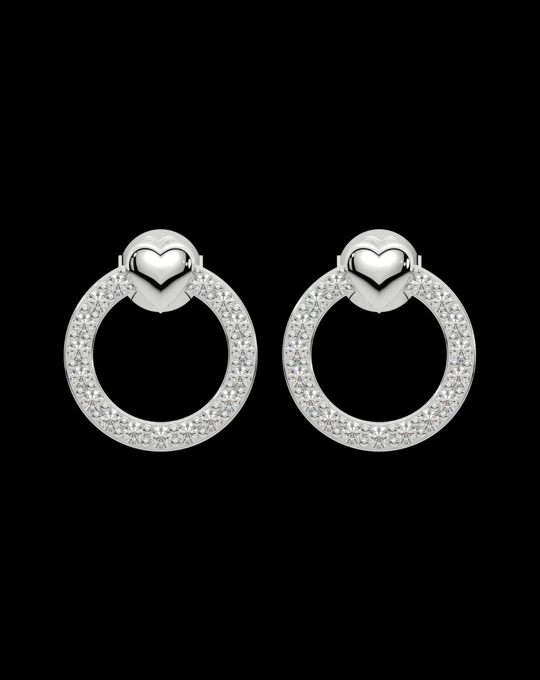 Silver Round Heart Dot White Gold