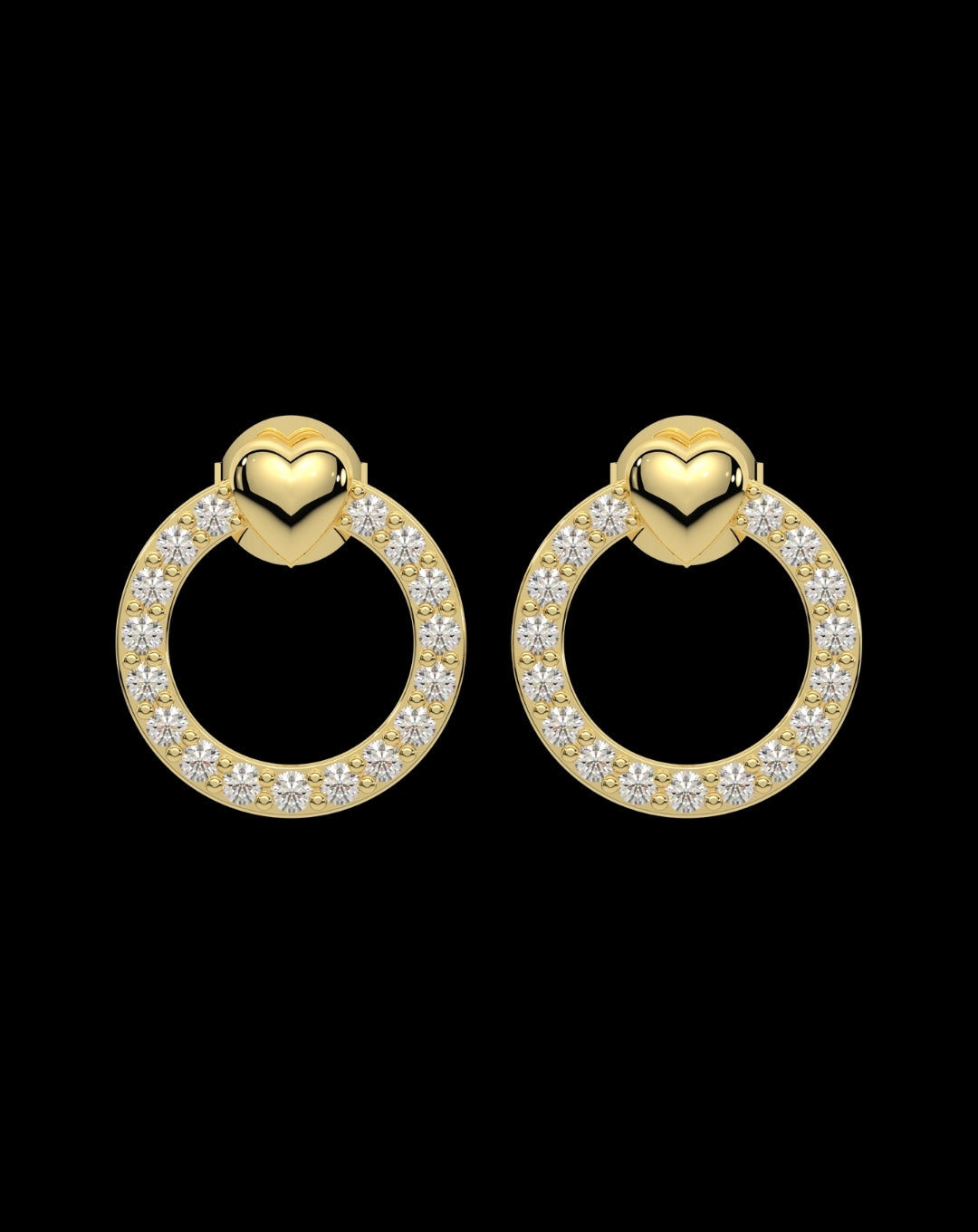 Silver Round Heart Dot Yellow Gold