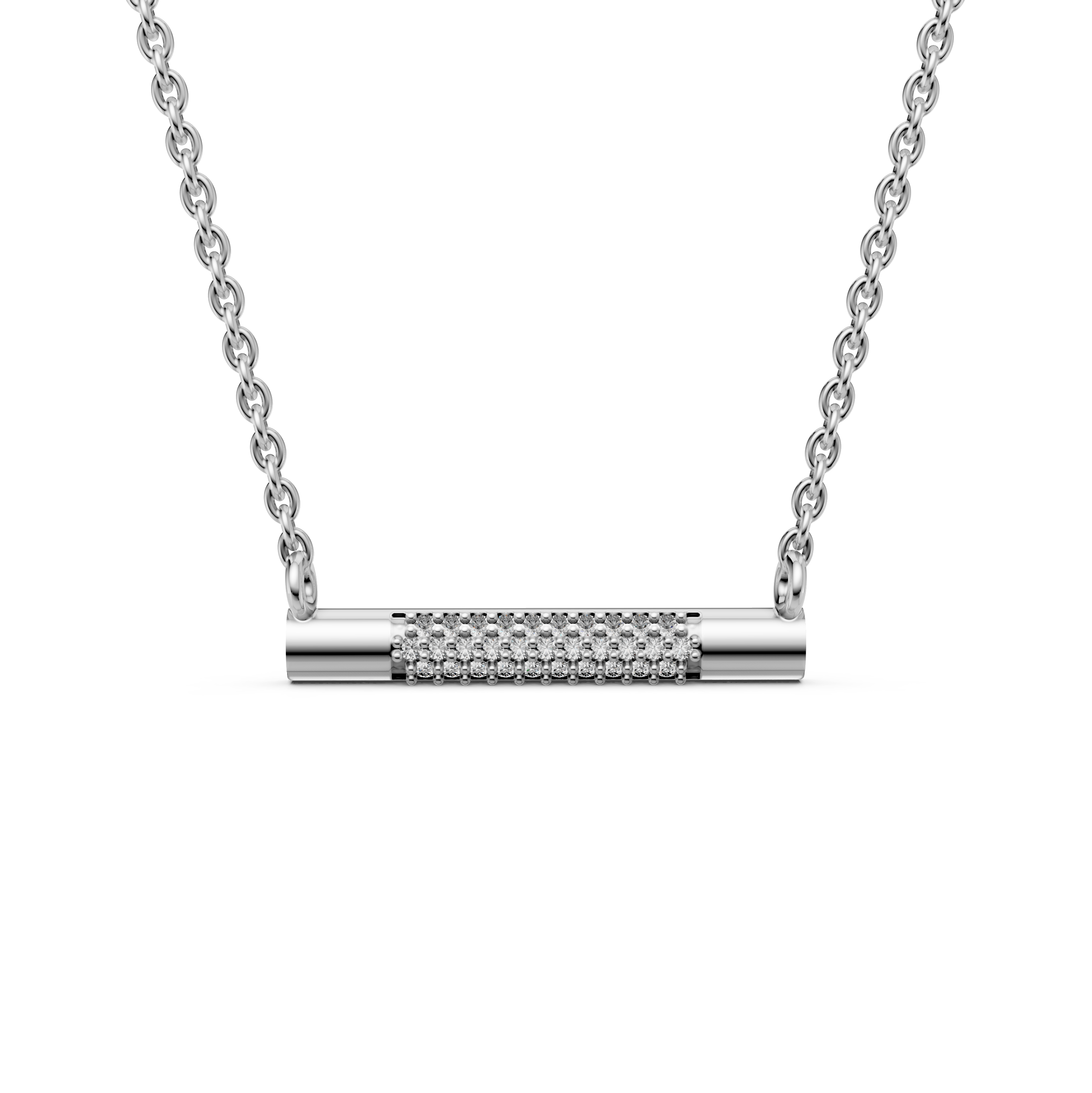 Diamond Bar 925 sterling silver Necklace