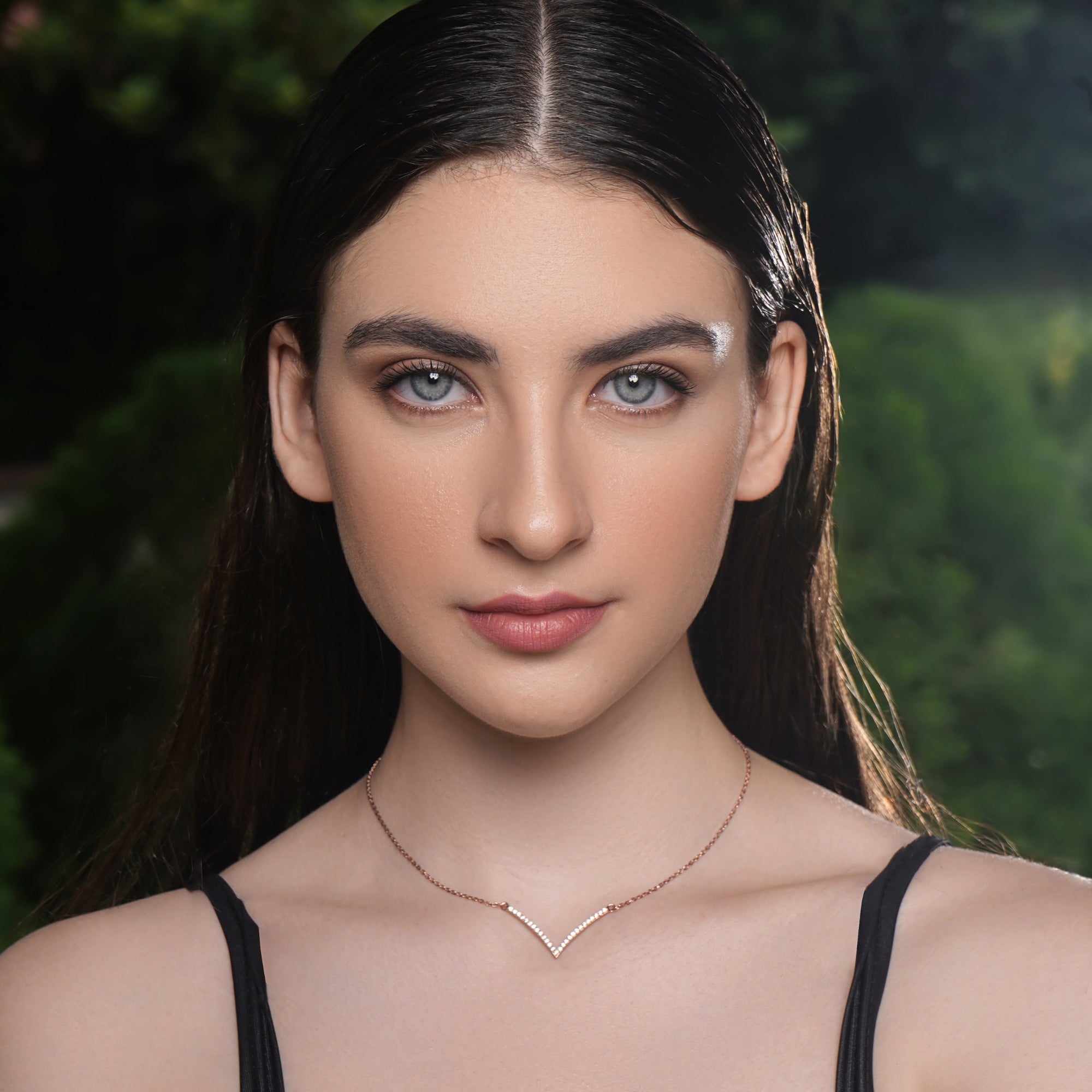 V Shape Diamond Necklace For Women|925 Sterling silver|Swiss Zircon