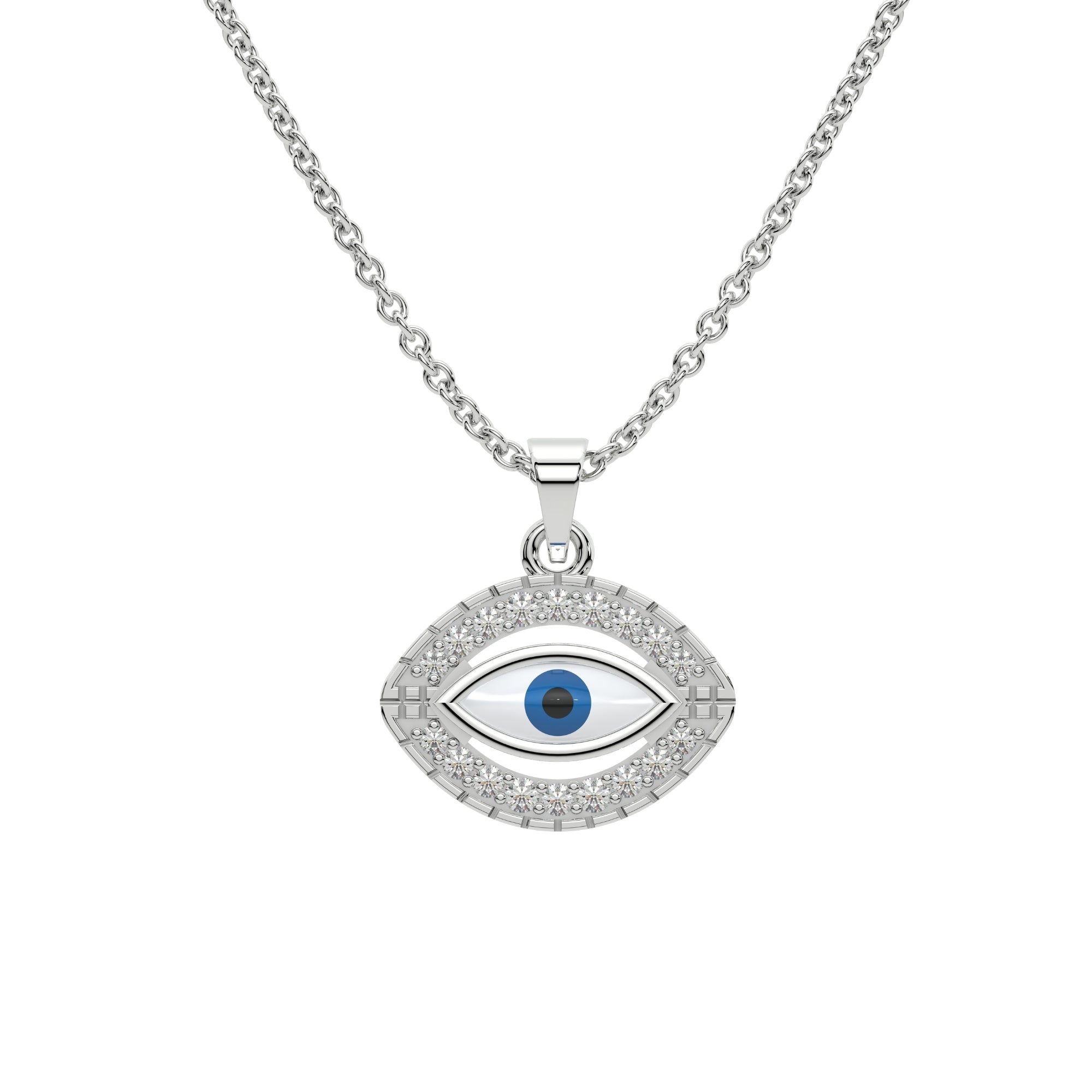 Evil Eye Diamond Necklace 925 Silver