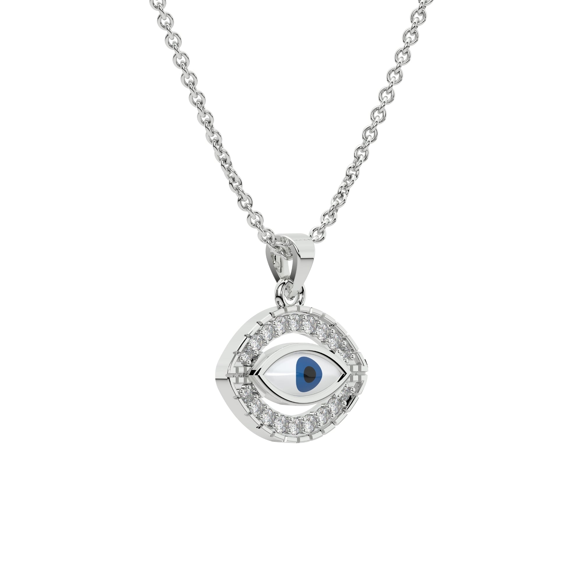 Evil Eye Diamond Necklace 925 Silver