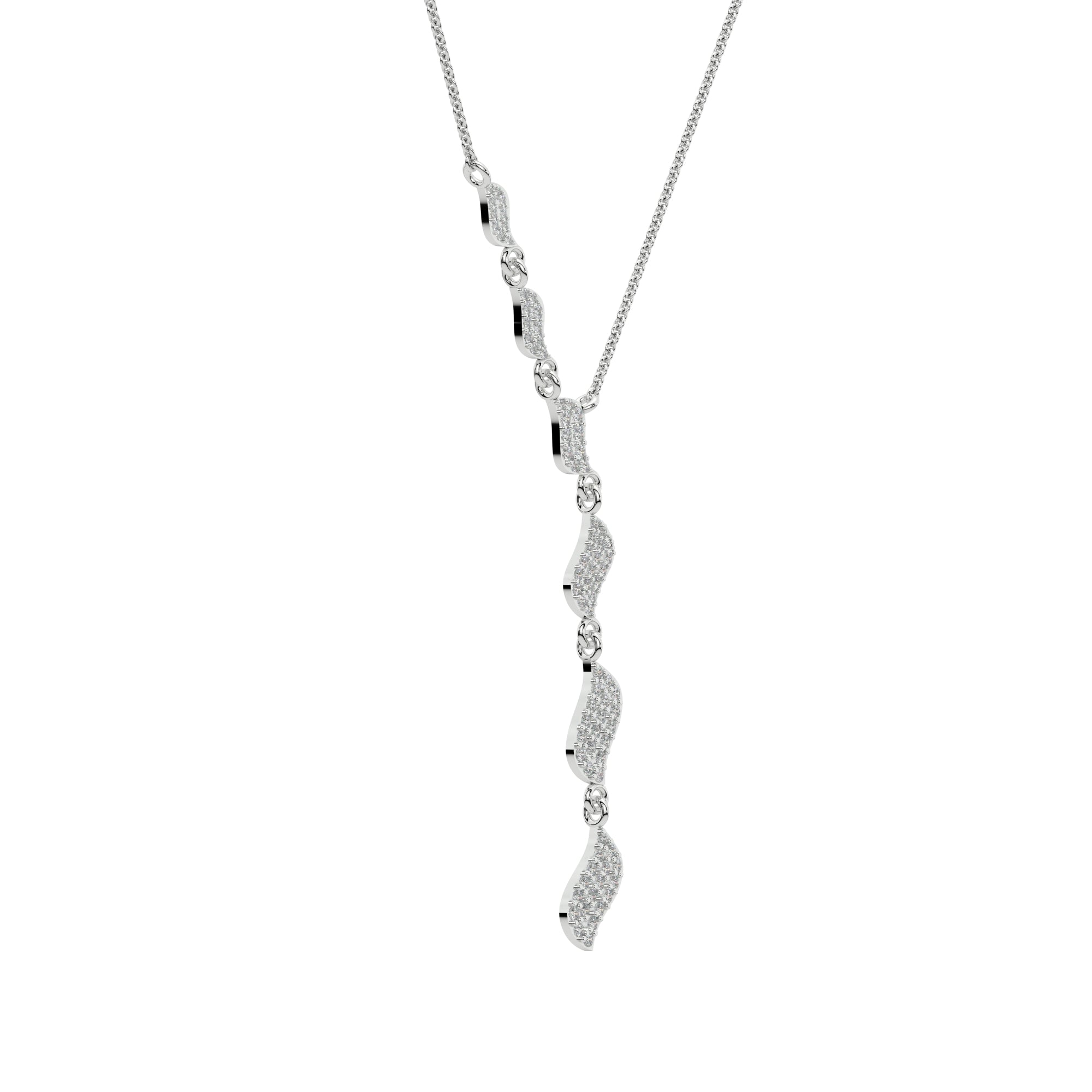 925 Sterling Silver Leaf Diamond Necklace