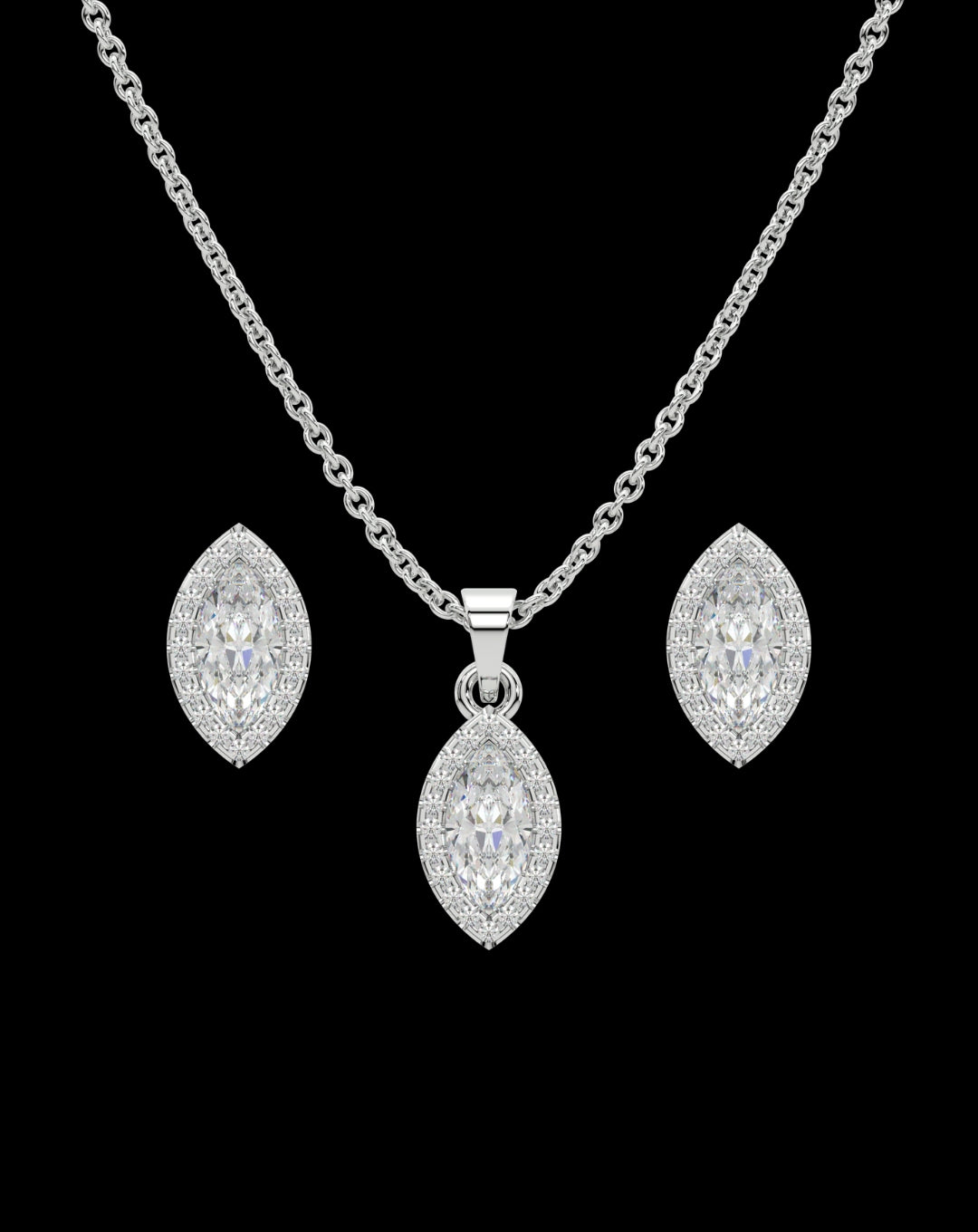 925 Sterling Silver Marquise Set