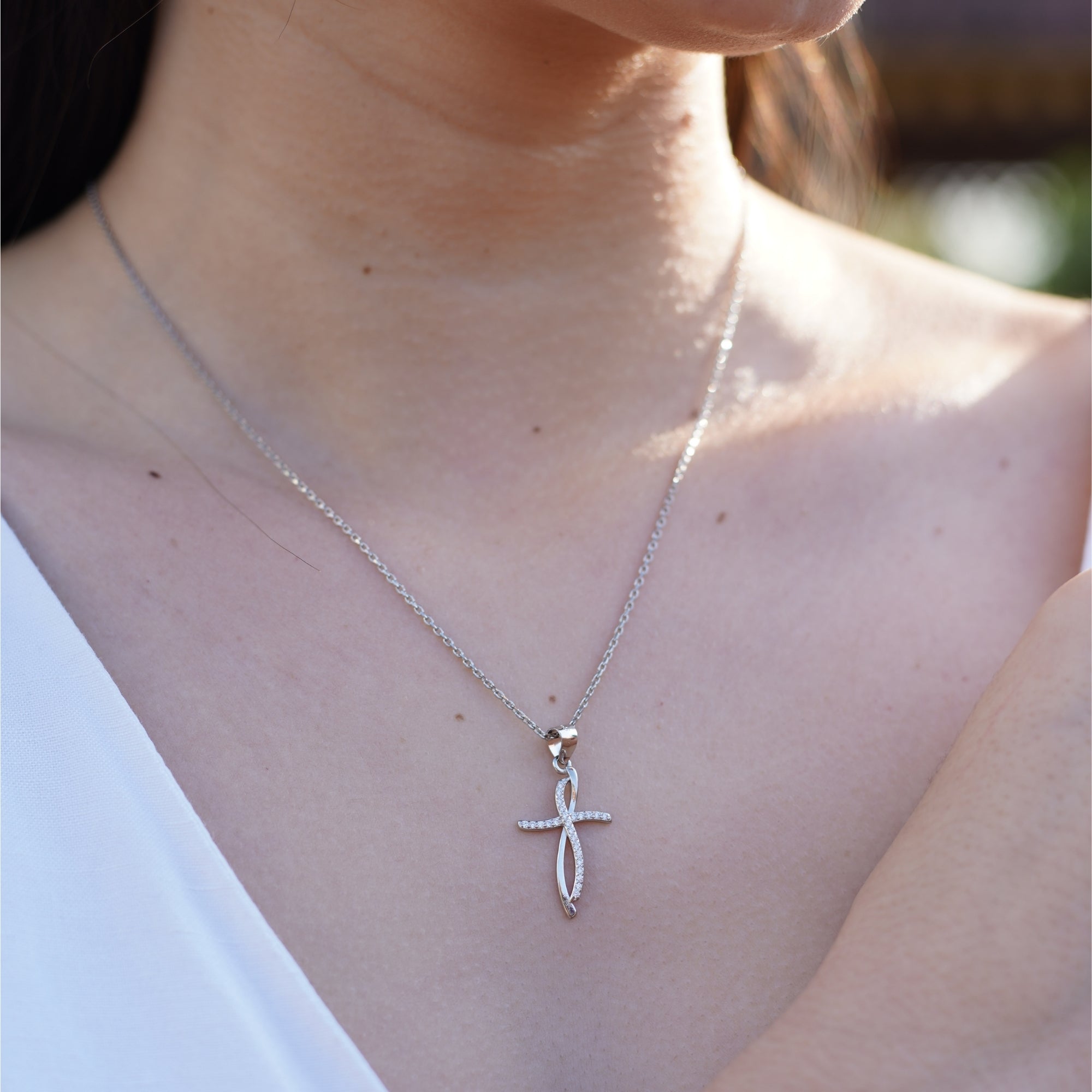 Unique Cross Diamond Pendant 925 Silver