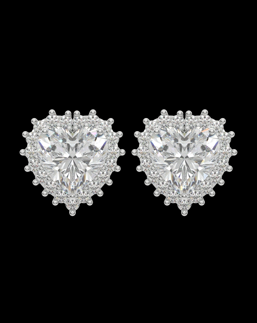 Heart Solitaire Stud White Gold