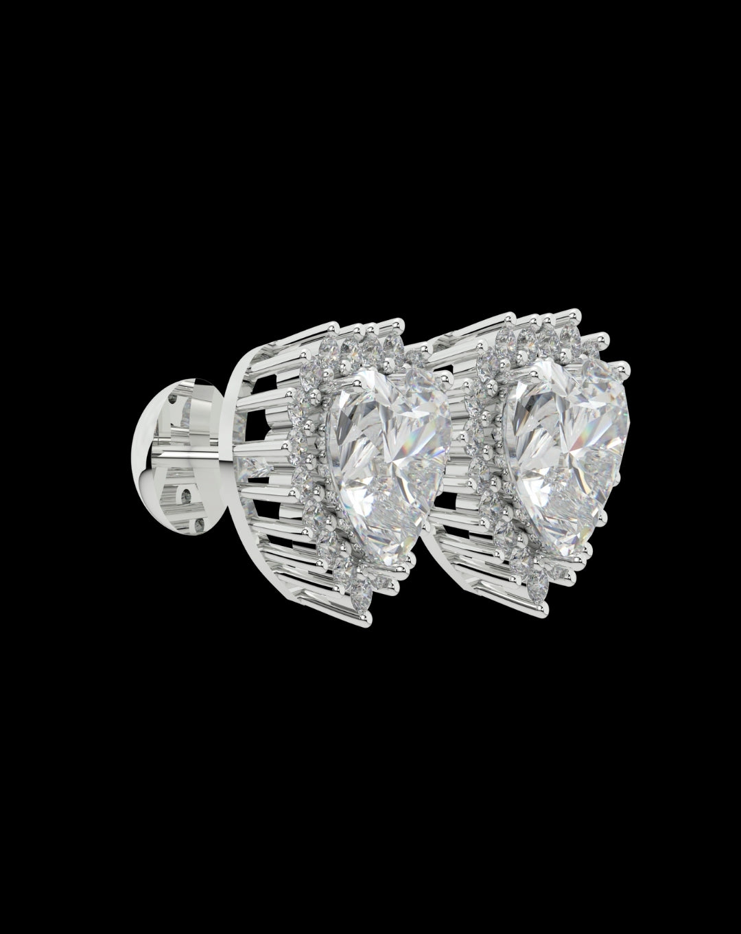 Heart Solitaire Stud White Gold